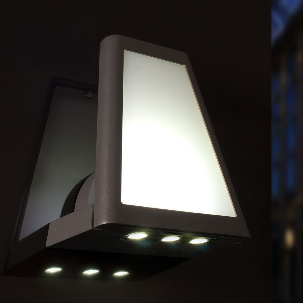ECO-LIGHT Neutralweiß, Außen-Wandleuchte, fest ALU LED Strahler LED-Leuchtmittel verbaut, Farb Anthrazit Außen Fassaden Filter Lampe Wand