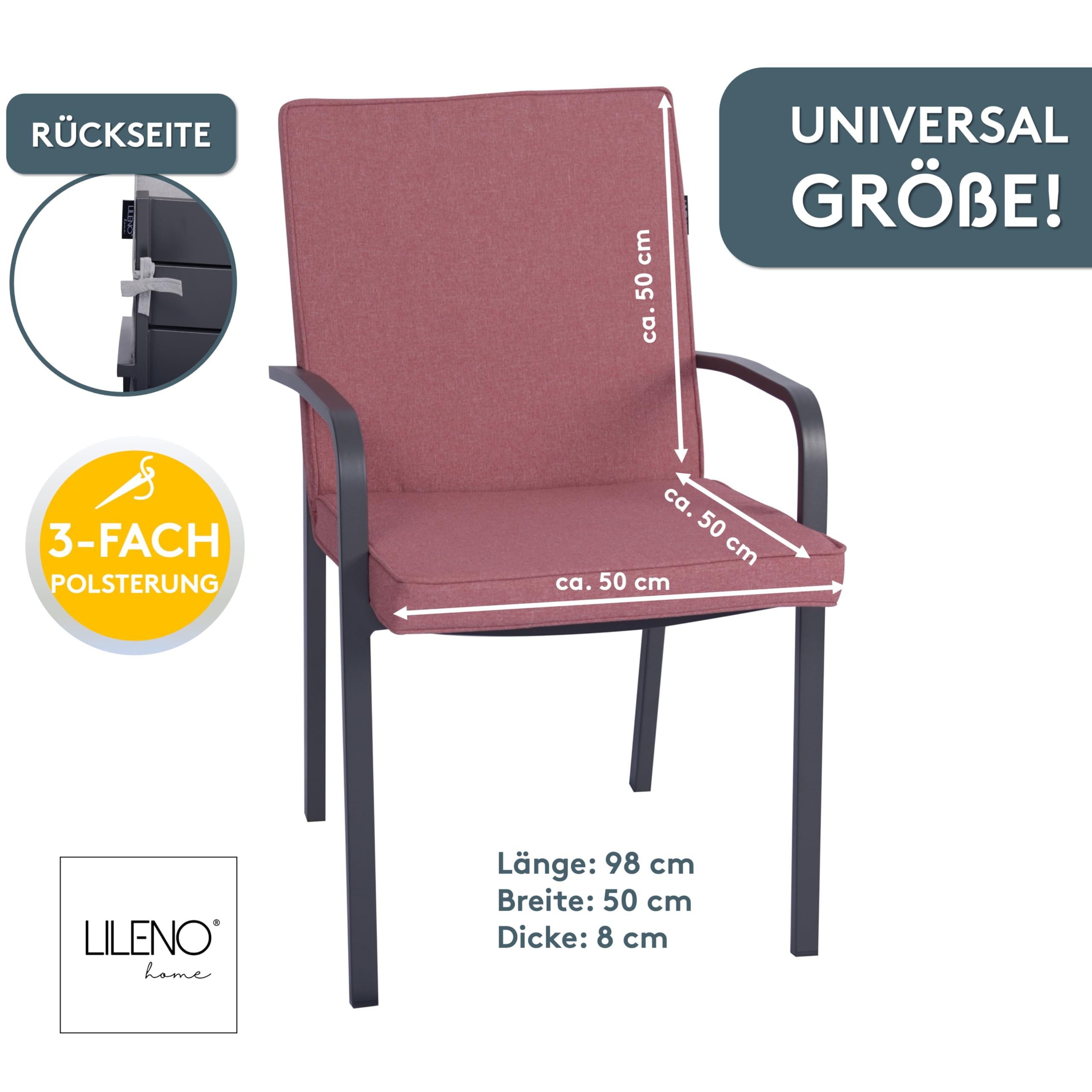 LILENO HOME Polsterauflage Niedriglehner, bequeme Sitzauflage für Gartenmöbel, Stuhlkissen, (1er Set), Gartenstuhl Auflage in Rot, Sitzpolster waschbar