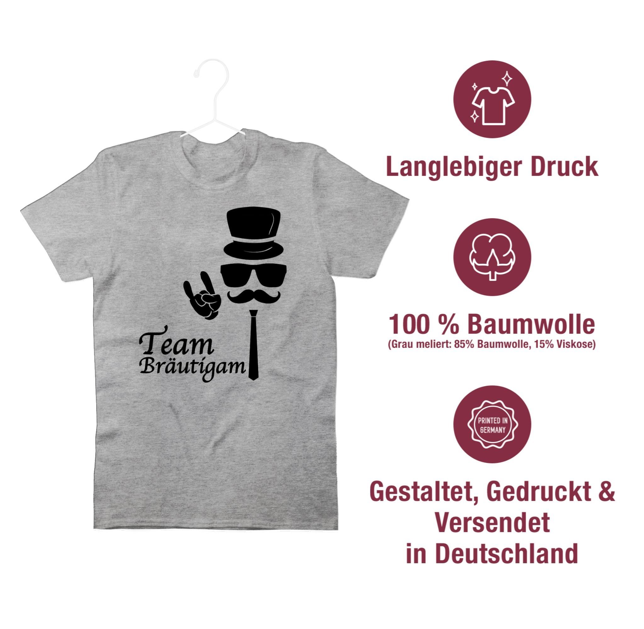 Shirtracer T-Shirt Team Bräutigam Hipster Männer meliert 02 JGA Grau