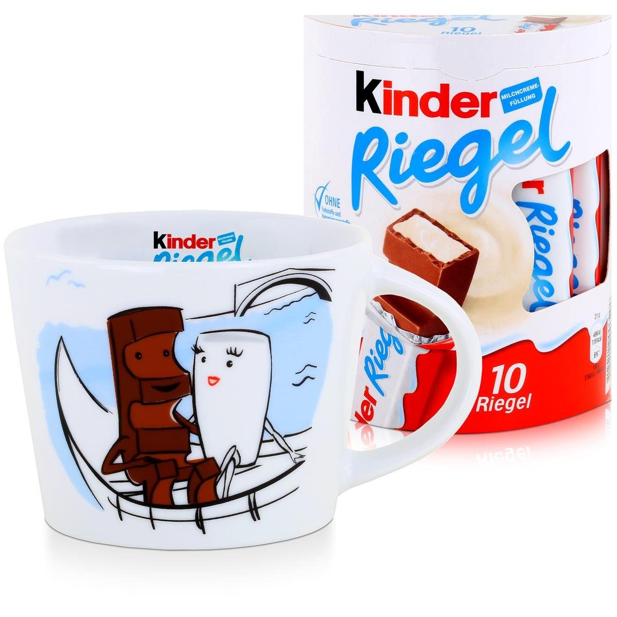 FERRERO Стекло-Set Kinder Riegel Sammel-Tasse Art Edition "Sitzen" & 10 Kinder Riegel je