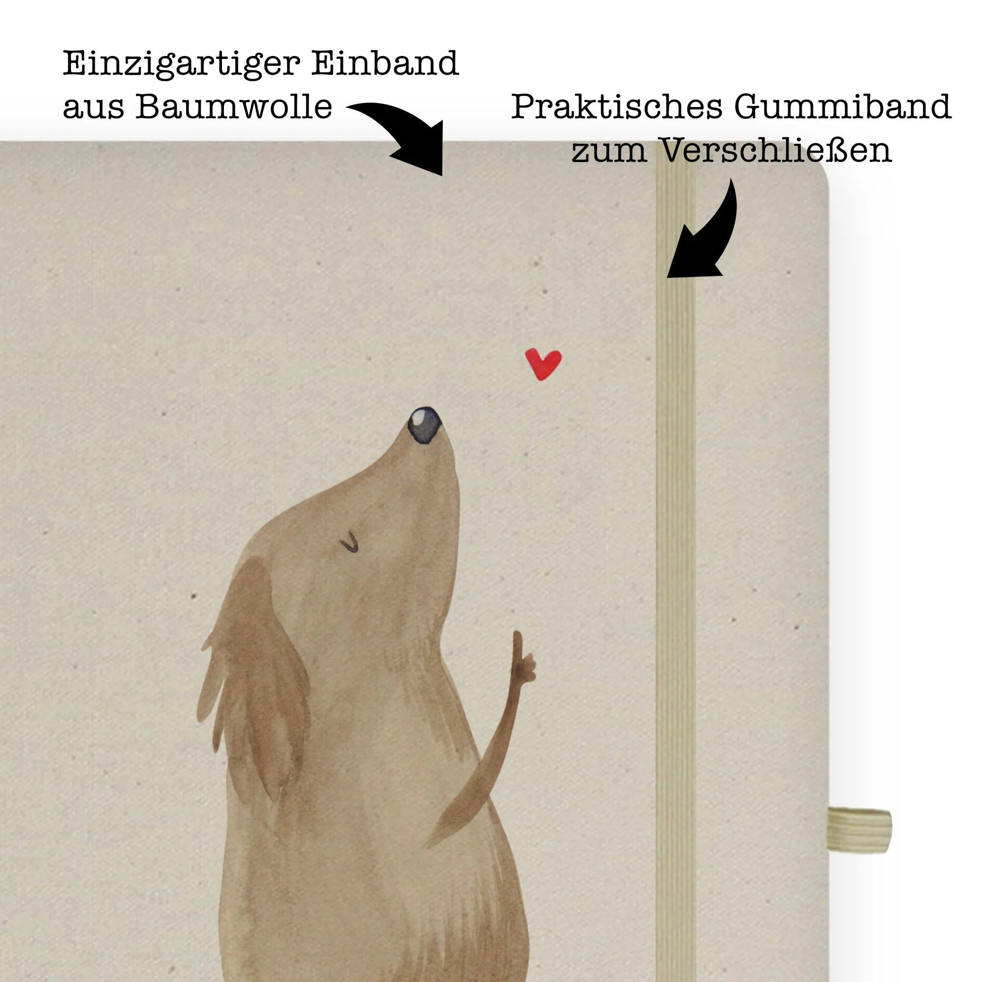 Thumbnail - Mr. & Mrs. Panda Notizbuch Hund Liebe - Transparent - Geschenk, DIN A4 Bullet Journal, Tagebuch Mr. & Mrs. Panda, Langle...