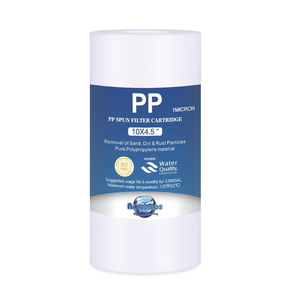 Aquintos Wasseraufbereitung Wasserfilter BIG Blue Sedimenfilter 10x4,5 Zoll 1 micron Filtereinsatz, Zubehör für Filtergehäuse, Polypropylen