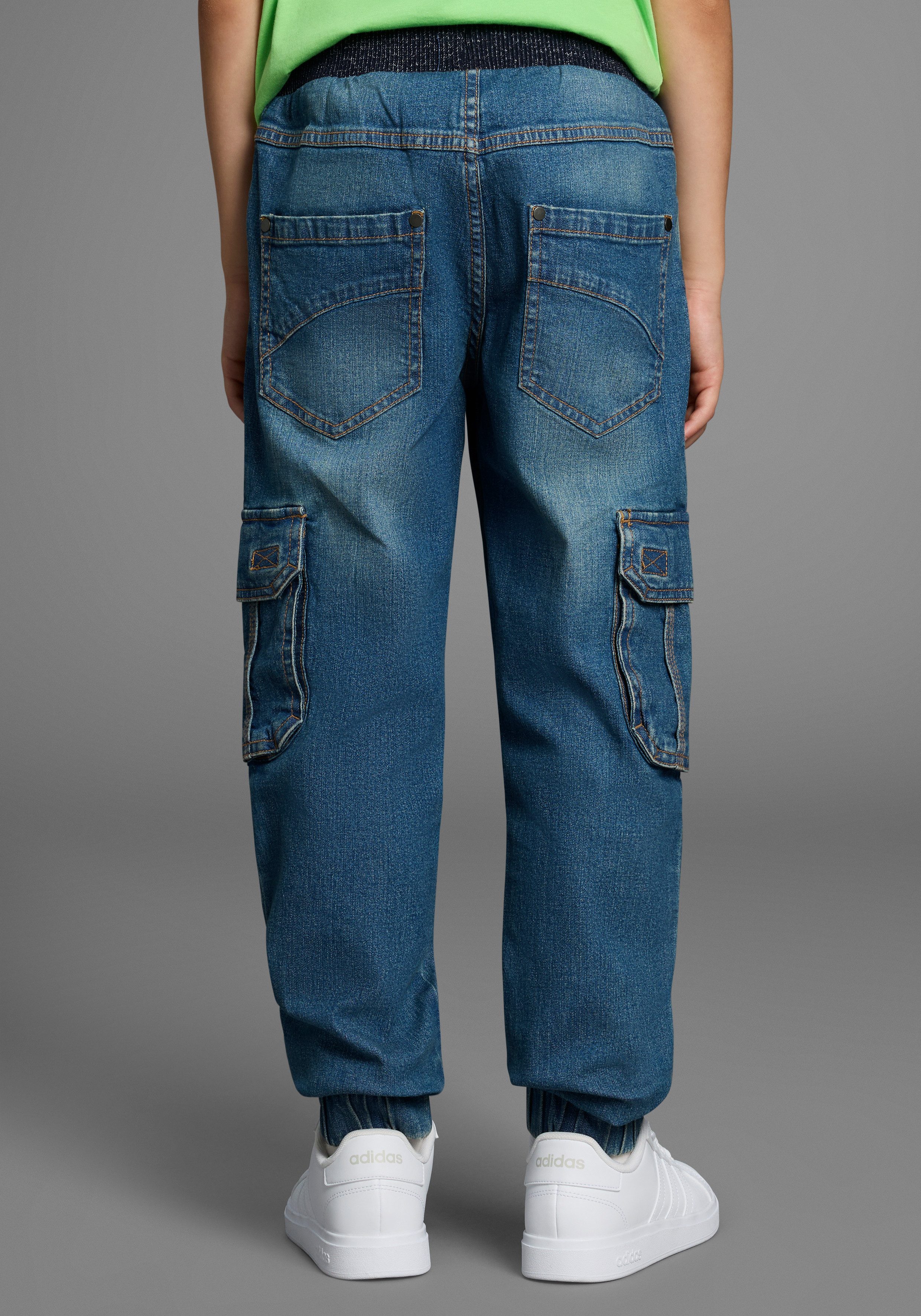 Arizona Cargojeans, Stretch-Jeans für Jungen gerades Bein, mit Bindeband und Gummizug, normale Taille