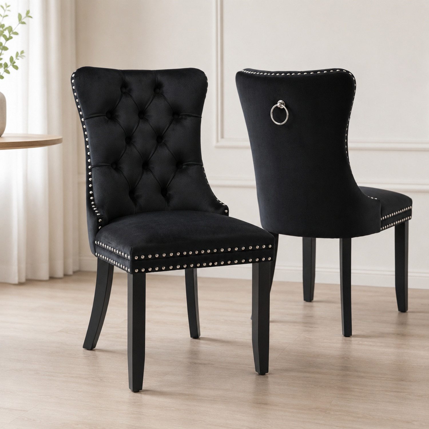 ANYSUN Esszimmerstuhl Esszimmerstühle,2/4/6 er-Set Samt Chesterfield,bis 130 kg,French Style (Polsterstühle mit Knopfheftung & Ziernieten, …