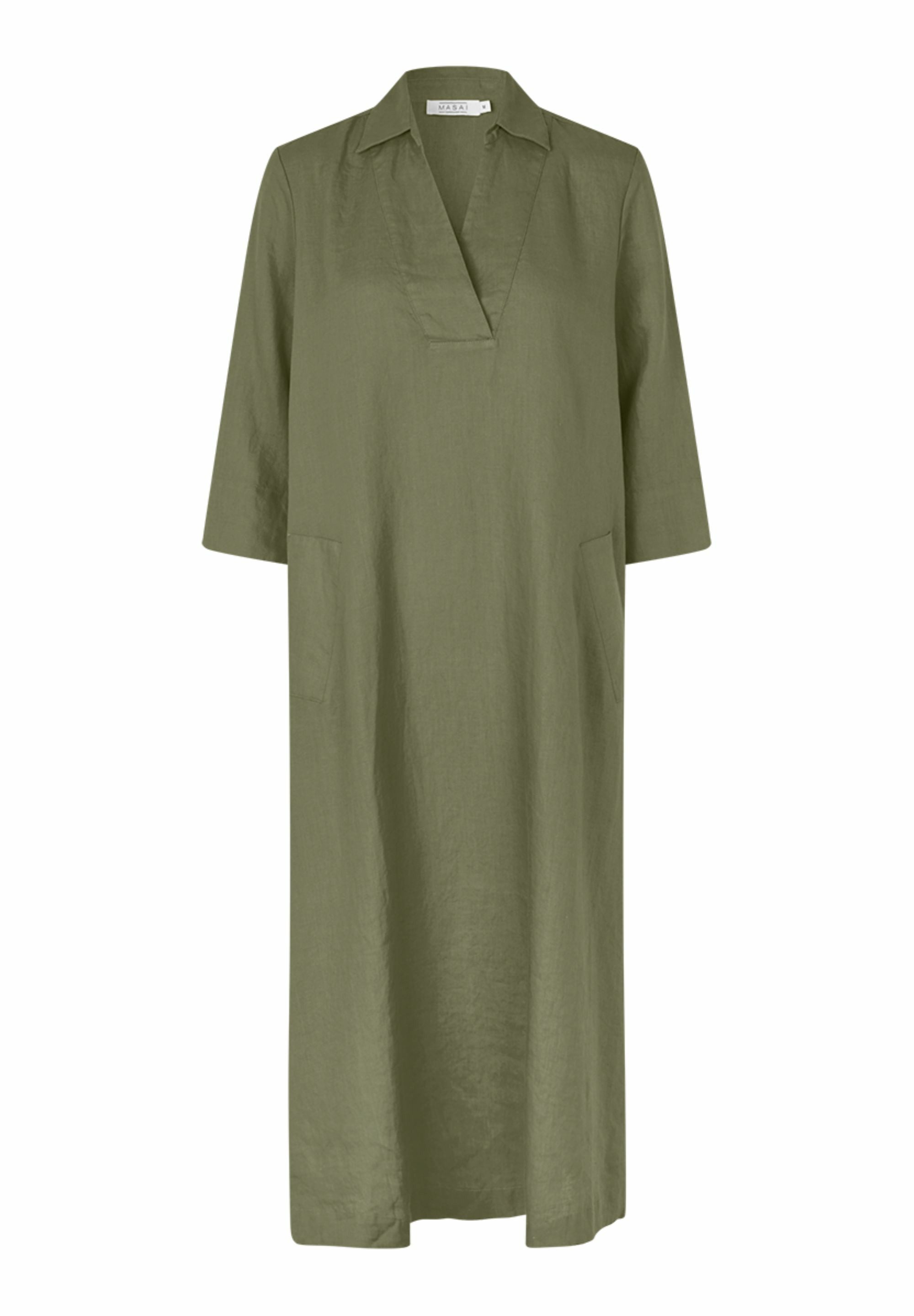 Masai Maxikleid MaNikeeta Leinen, Hemdkragen günstig online kaufen