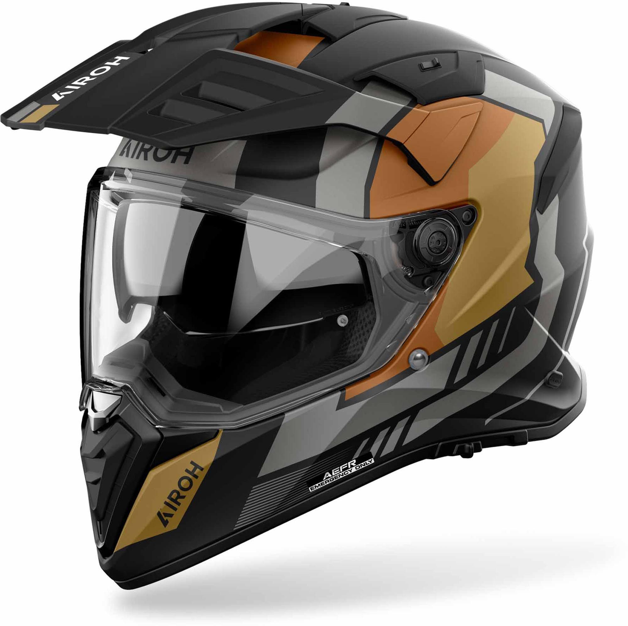 Airoh Motocrosshelm Bandit Horn Enduro Helm, vorbereitet für Kommunikationssystem,Notfallsystem-Polsterung (EQ