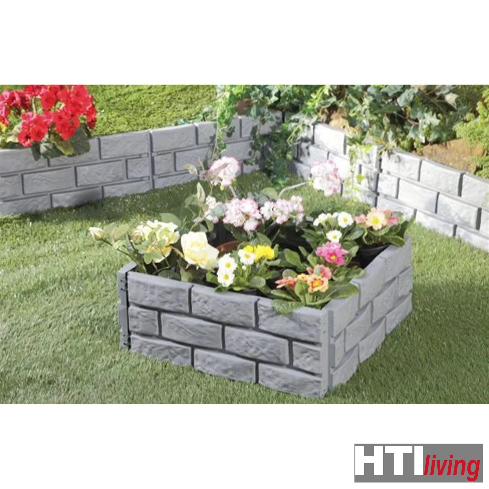 HTI-Living Beetumrandung Beeteinfassung Steinmauer Grau Nessa, LxH: 45x29 cm, Set, 4 Module, Beetbegrenzung Beetumrandung – Bild 4 von 4
