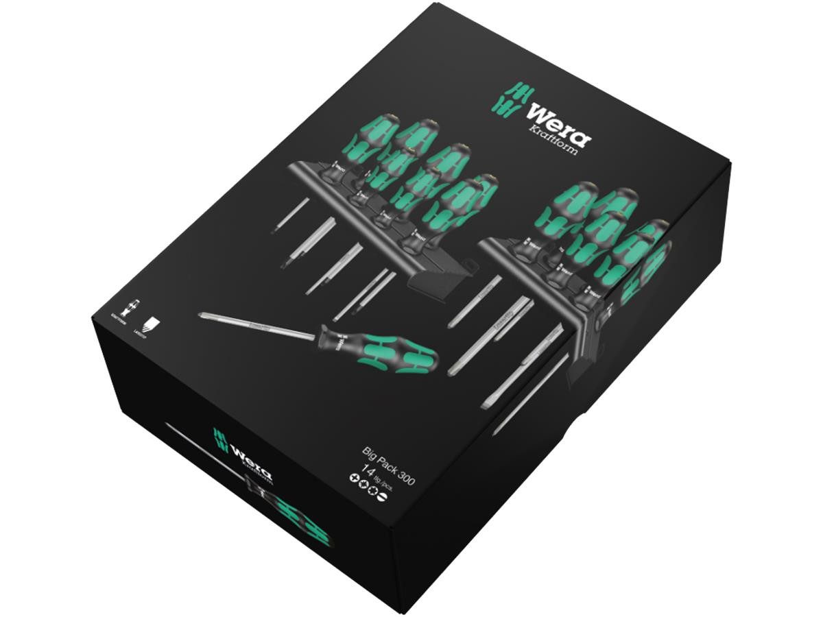 Wera Schraubendreher Kraftform Big Pack Serie 300 14 tlg., (Set, 14 St., 14-tlg), Mit Werkzeugfinder Take it easy