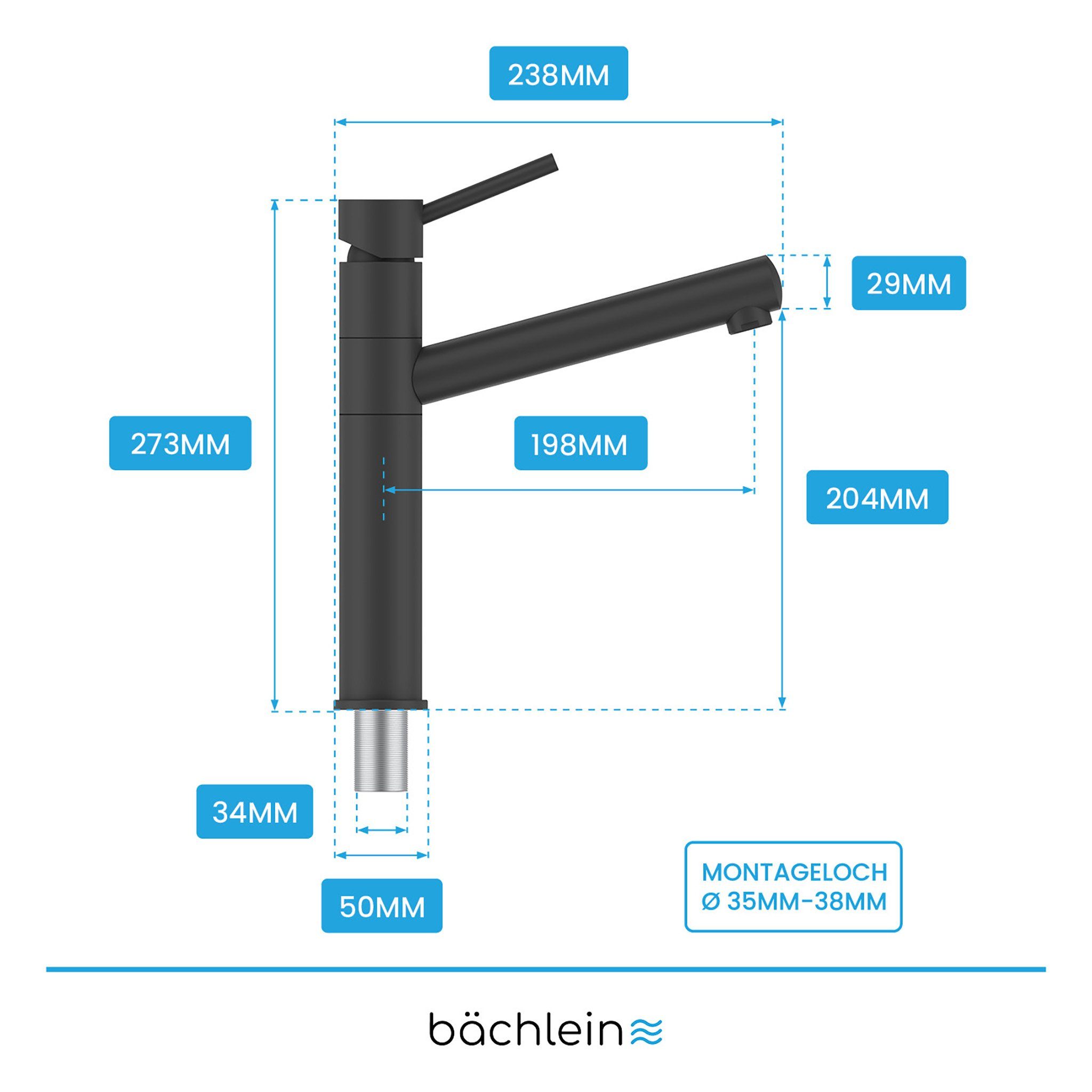 Küchenarmatur schwarz Miro Bächlein matt Spültischarmatur