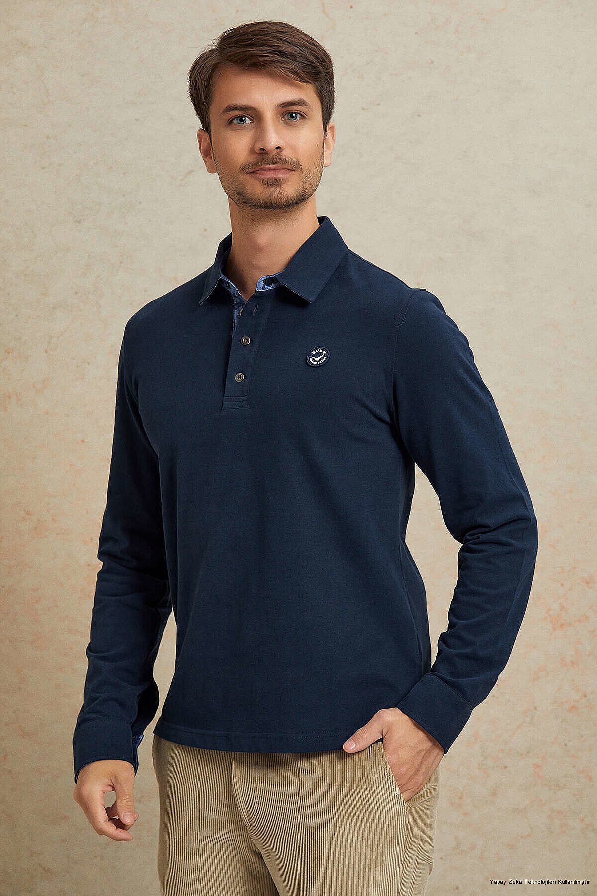 SmileSmile Sweatshirt Marineblaues Baumwoll-Sweatshirt