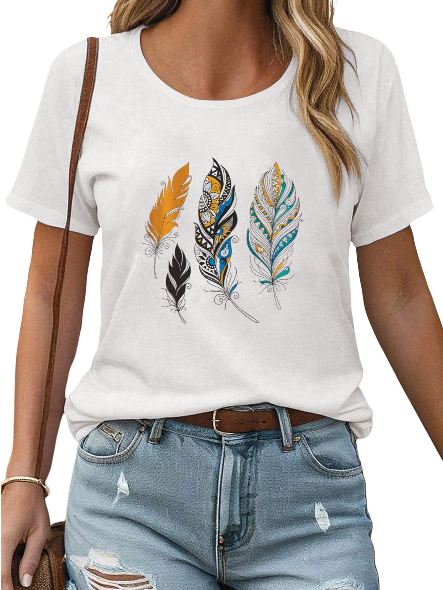 PYL Rundhalsshirt Damen Sommer Rundhalsshirt mit günstig online kaufen