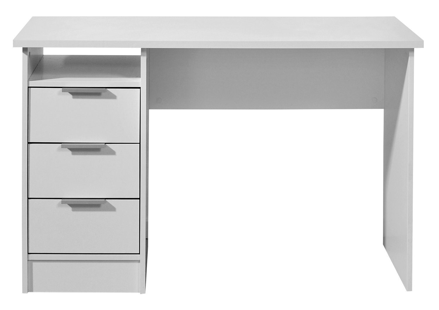 Schreibtisch, B 120 x H 55 cm, Weiß, mit 1 Ablagefach und 3 Schubladen