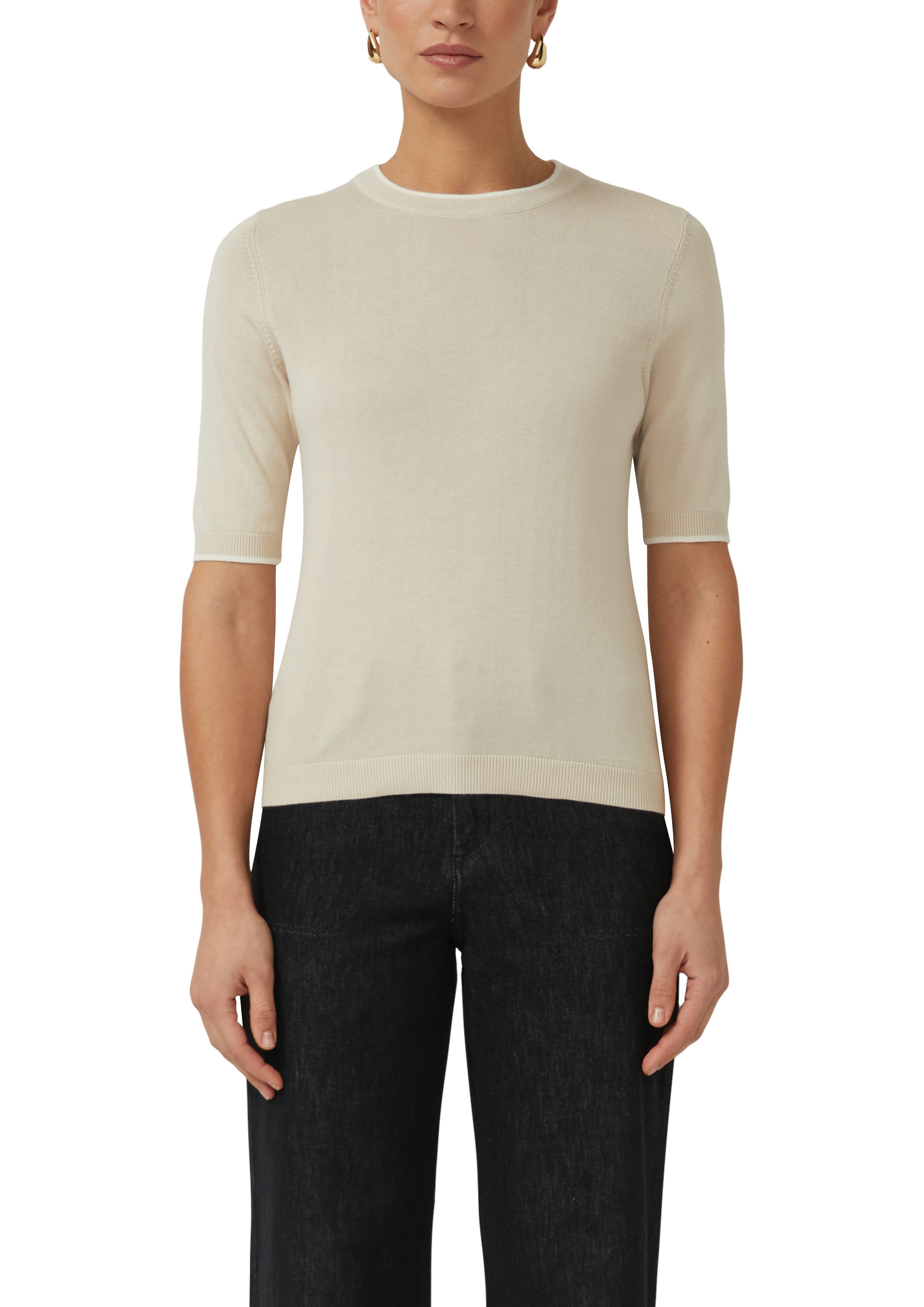 s.Oliver BLACK LABEL Rundhalspullover mit Rippbündchen günstig online kaufen