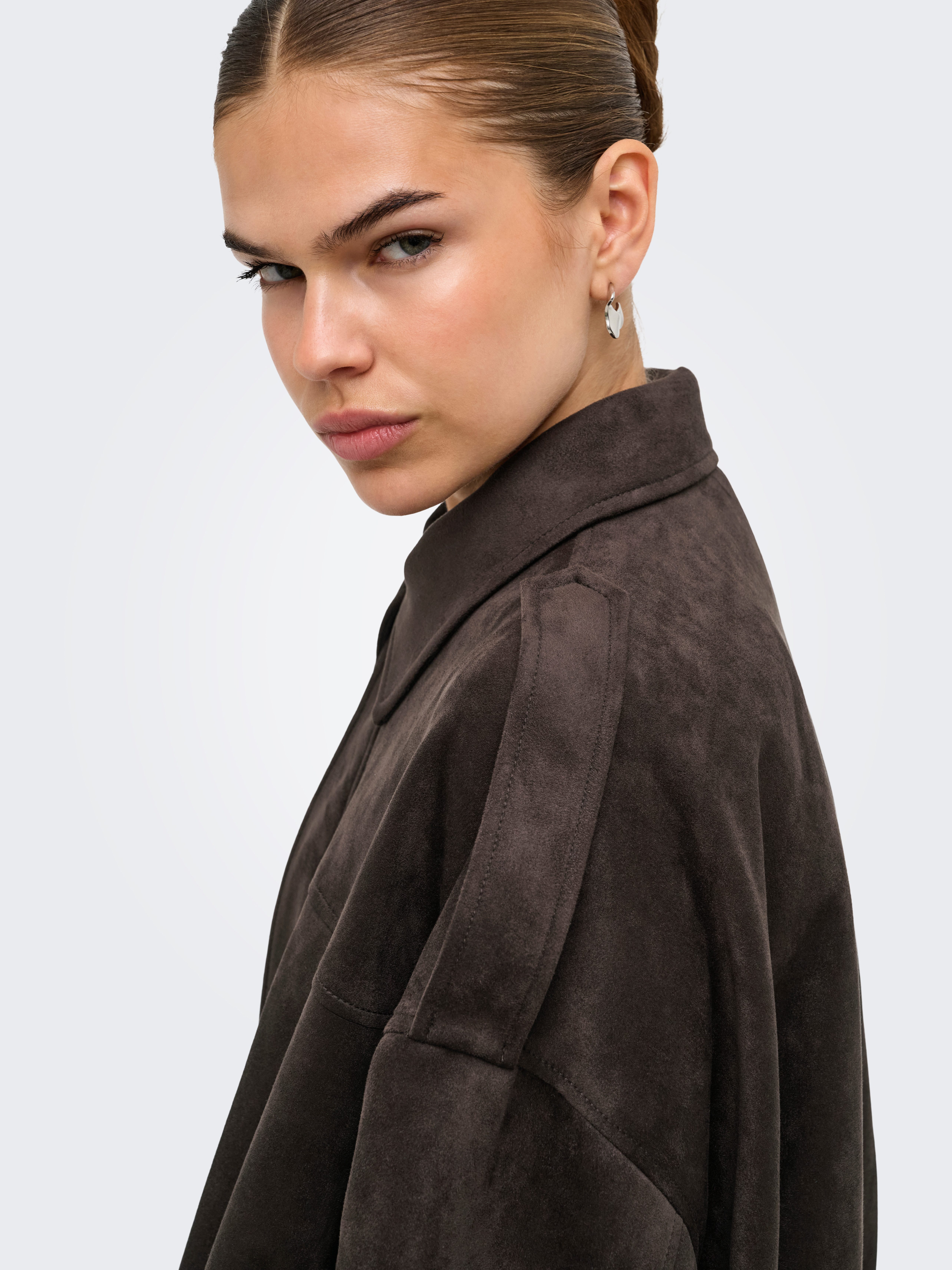 ONLY Blouson ONLMOON-STINA FAUX SUEDE BOMBER PNT NOOS Materialmix, Wildlederimitat