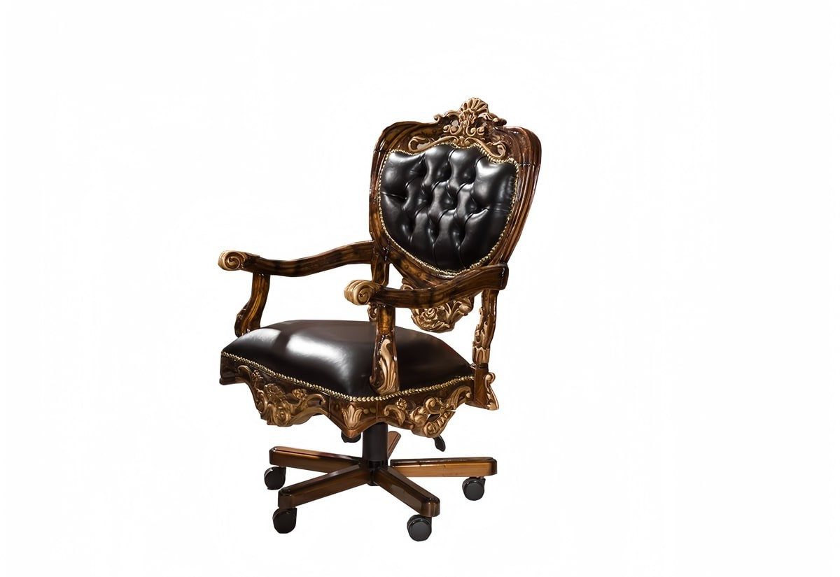 Xlmoebel Büromöbel-Set XLMOEBEL Art déco Büromöbel-Set in Leder und Holz, komfortabel, (6-tlg), Made in Europa