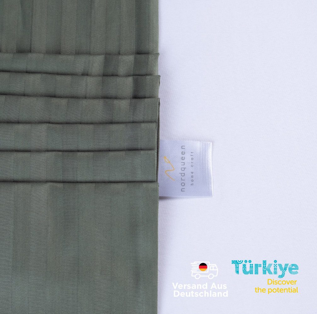 Nordqueen Bettwäsche Nordqueen Satin Gestreift Bettwäsche, 100% Baumwolle, %100 Satin, Gestreiftes Satin-Bettwäsche aus 100 % Baumwolle, Sommer Bettwäsche