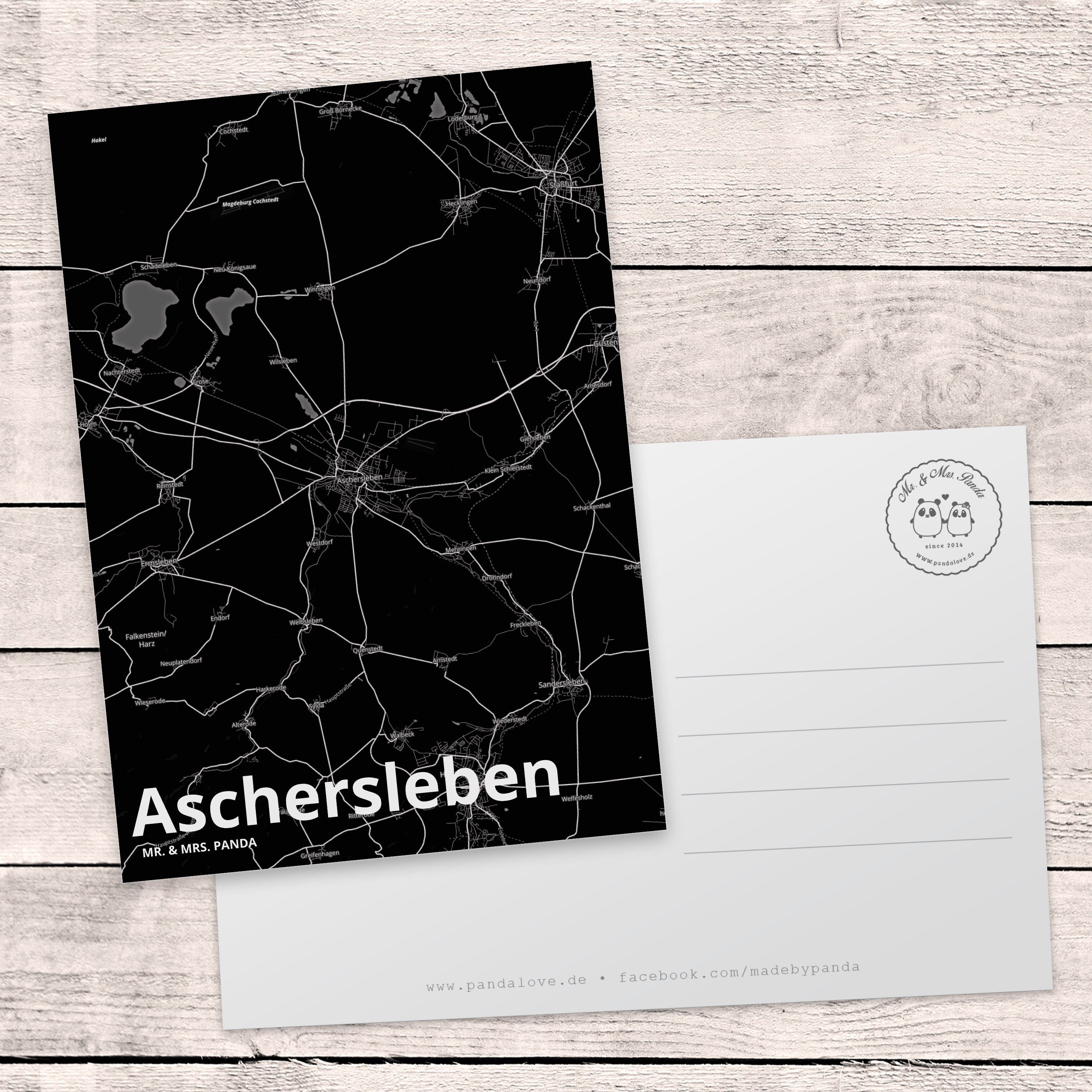 Mr. & Mrs. Panda Aschersleben Postkarte Dorf, - Geschenk, Städte, Geburtstagskarte, Grußkarte, G