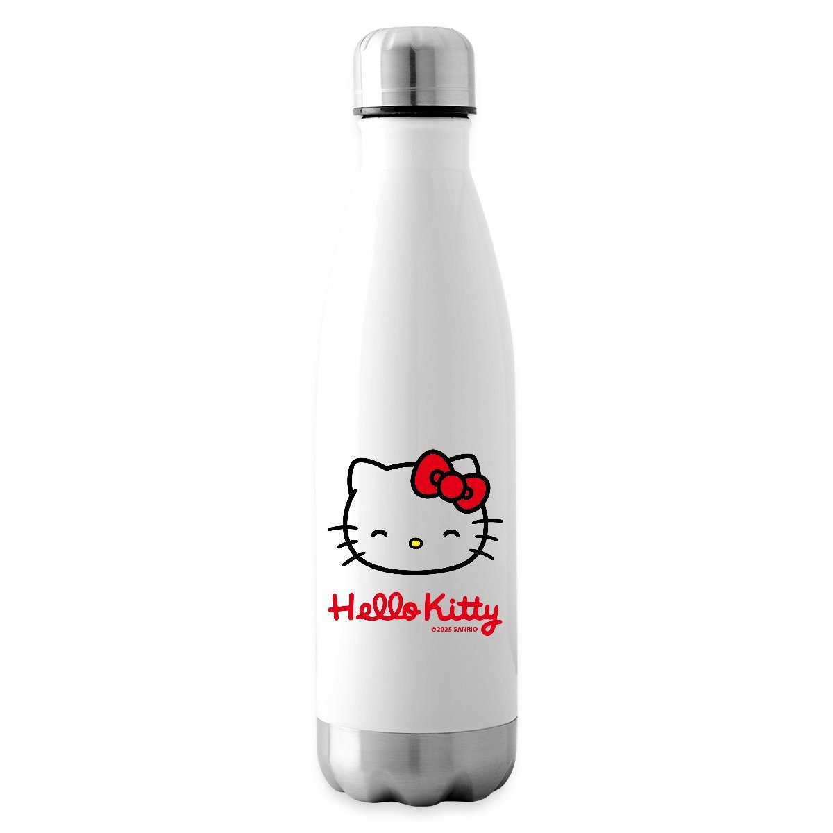Spreadshirt Isolierflasche Hello Kitty Lächelnd Mit Schriftzug Isolierflasche