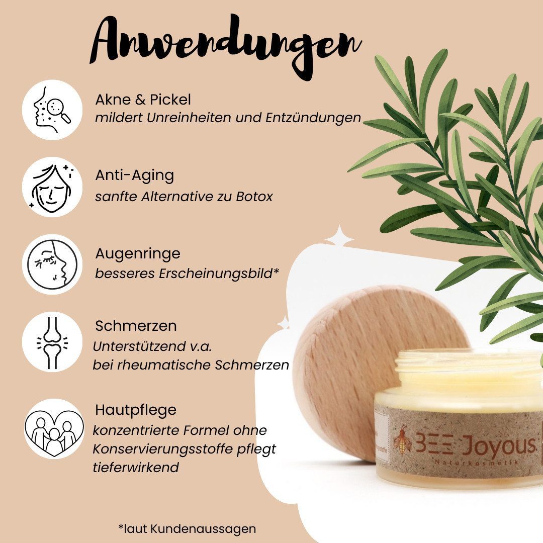 BEE Joyous Hautcreme Bienengiftsalbe, unterstützt mit aktivem Bienengift, Haut & Gelenke, Echte Bienengiftsalbe OHNE Wasser, Alternative Schmerz- & Rheumasalbe