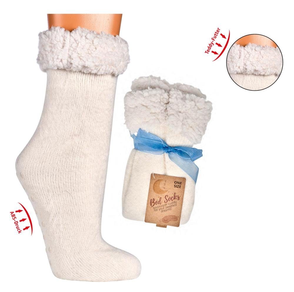 Wowerat ABS-Socken Bettsocken extra flauschig gefüttert Homesocks Teddy Futter (1 Paar) ABS