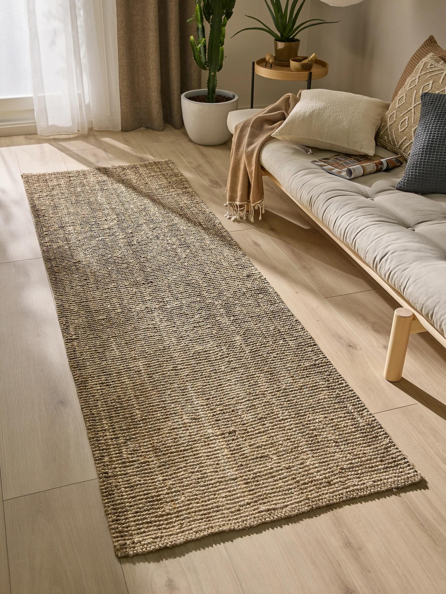 benuta Teppich Svea, rechteckig, Höhe: 5 mm, Hangefertigter Juteteppich, Wohnzimmer, Esszimmer, Schlafzimmer, Flur