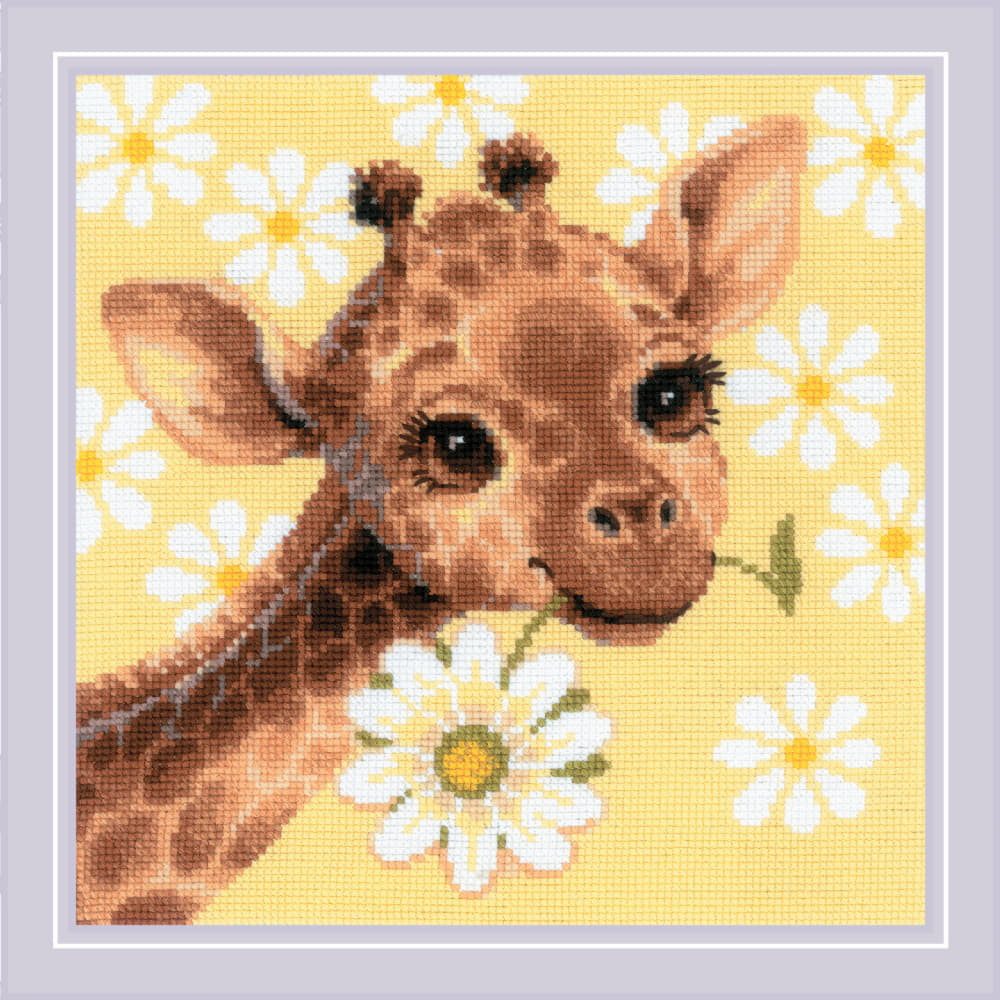 Riolis Kreativset Riolis telkruissteekpakket "Kleine Giraffe", 30x30cm, (embroidery kit by Marussia)