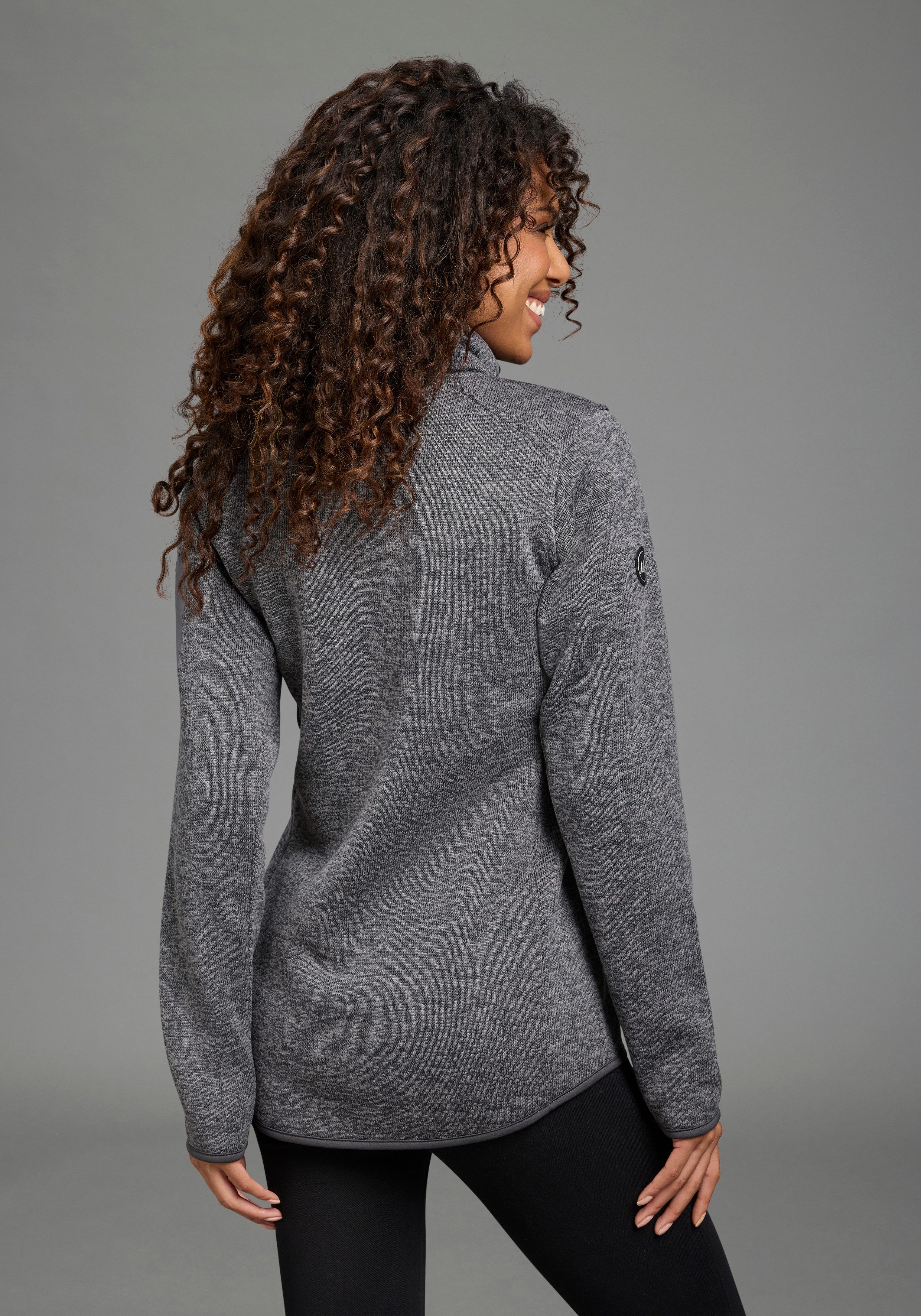 Polarino Strickfleecejacke mit Stehkragen und Kotrast-Reißverschlüssen – Bild 2 von 5