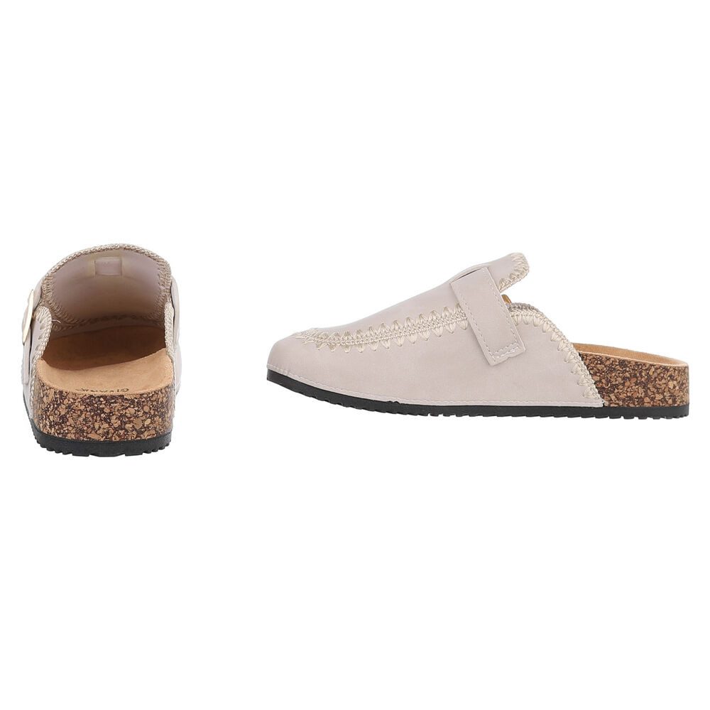 Ital-Design Damen Mules Freizeit Pantolette (88930351) Flach Pantoletten in Beige – Bild 5 von 5