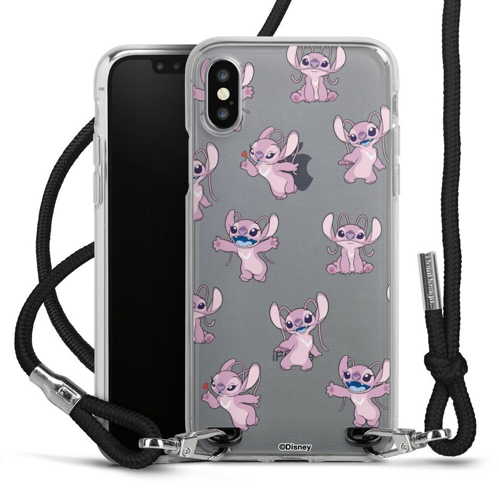 DeinDesign Handyhülle Lilo & Stitch Engel Disney Angel Faces Pattern Transparent, Apple iPhone X Handykette Hülle mit Band Case zum Umhängen