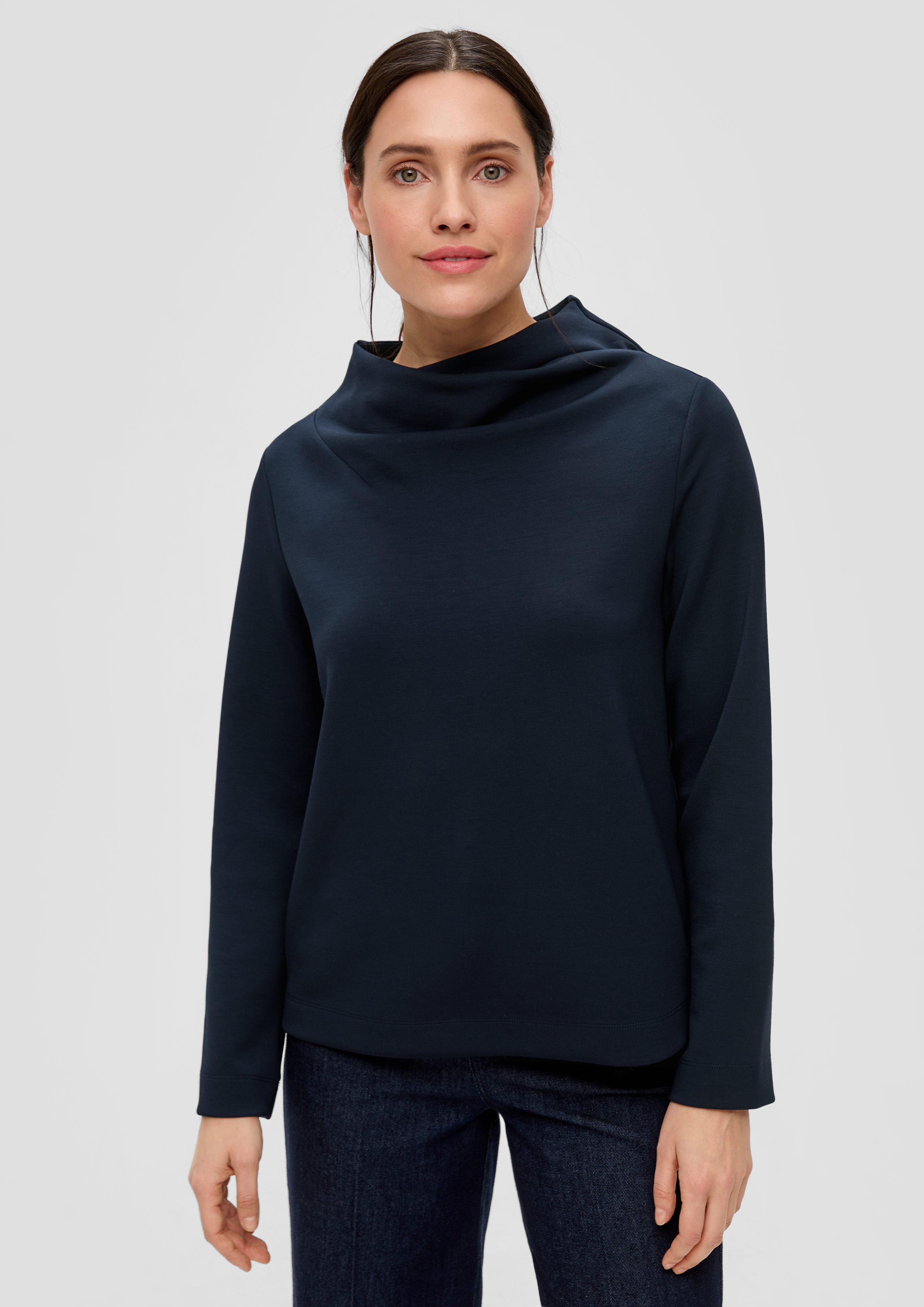 s.Oliver BLACK LABEL Sweatshirt Sweatshirt mit Wasserfall-Kragen