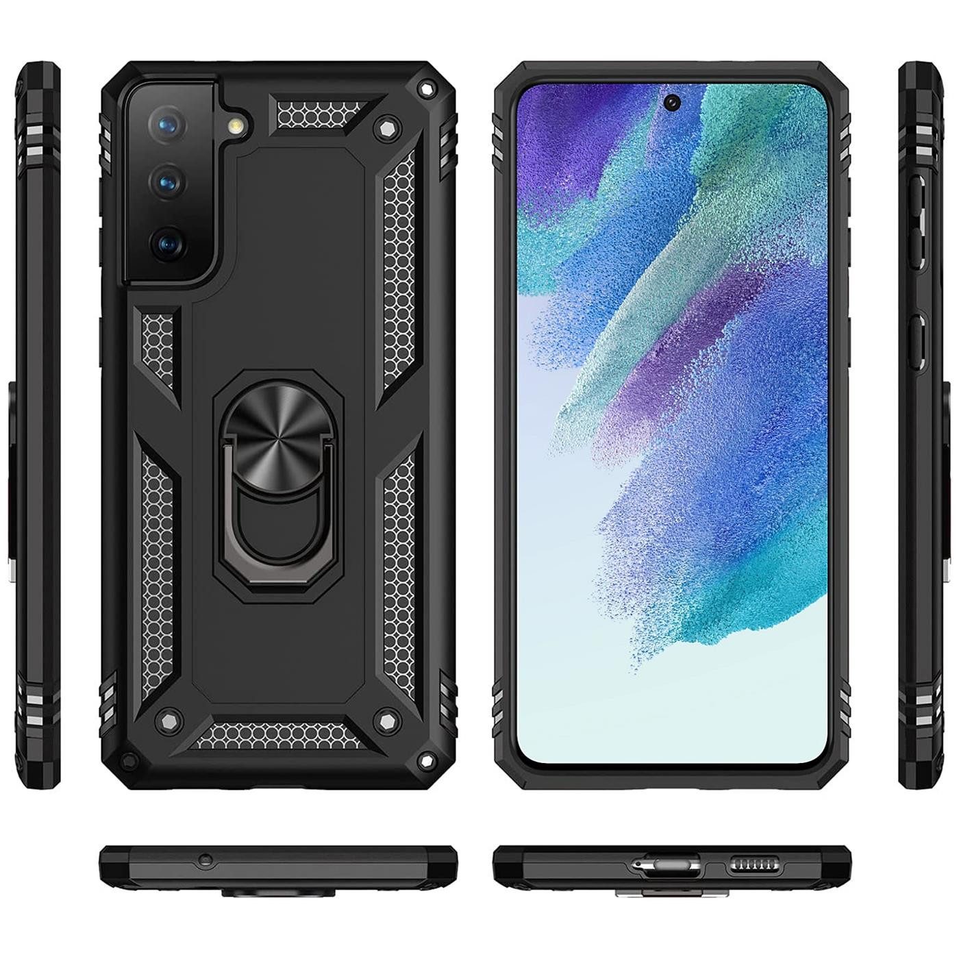 CoolGadget Handyhülle Armor Shield Case für Samsung Galaxy S21 FE 6,4 Zoll, Outdoor Cover mit Magnet Ringhalterung Handy Hülle für Samsung S21 FE