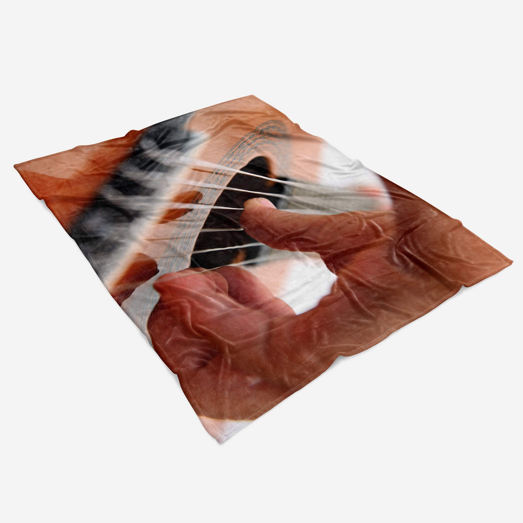 Art Saunatuch Musik Handtuch Musi, Handtücher Fotomotiv mit Kuscheldecke Sinus (1-St), Strandhandtuch Handtuch Gitarre Baumwolle-Polyester-Mix