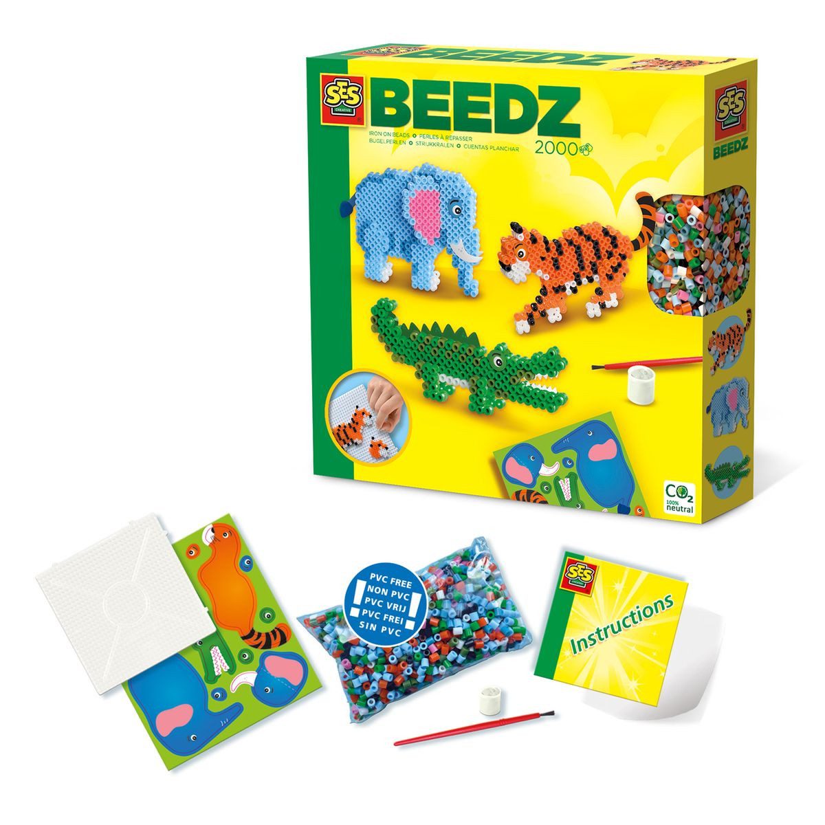 SES Creative Bügelperlen SES CREATIVE Bügelperlenset BEEDZ Safari Tiere 2000 Stück