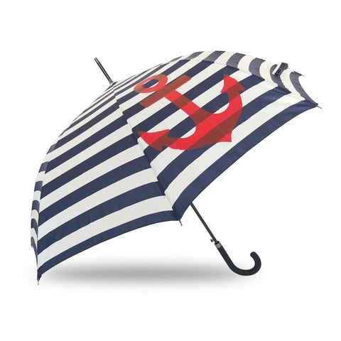 Sonia Originelli Taschenregenschirm Stockschirm "Maritim" Anker Streifen Regenschirm Schutz