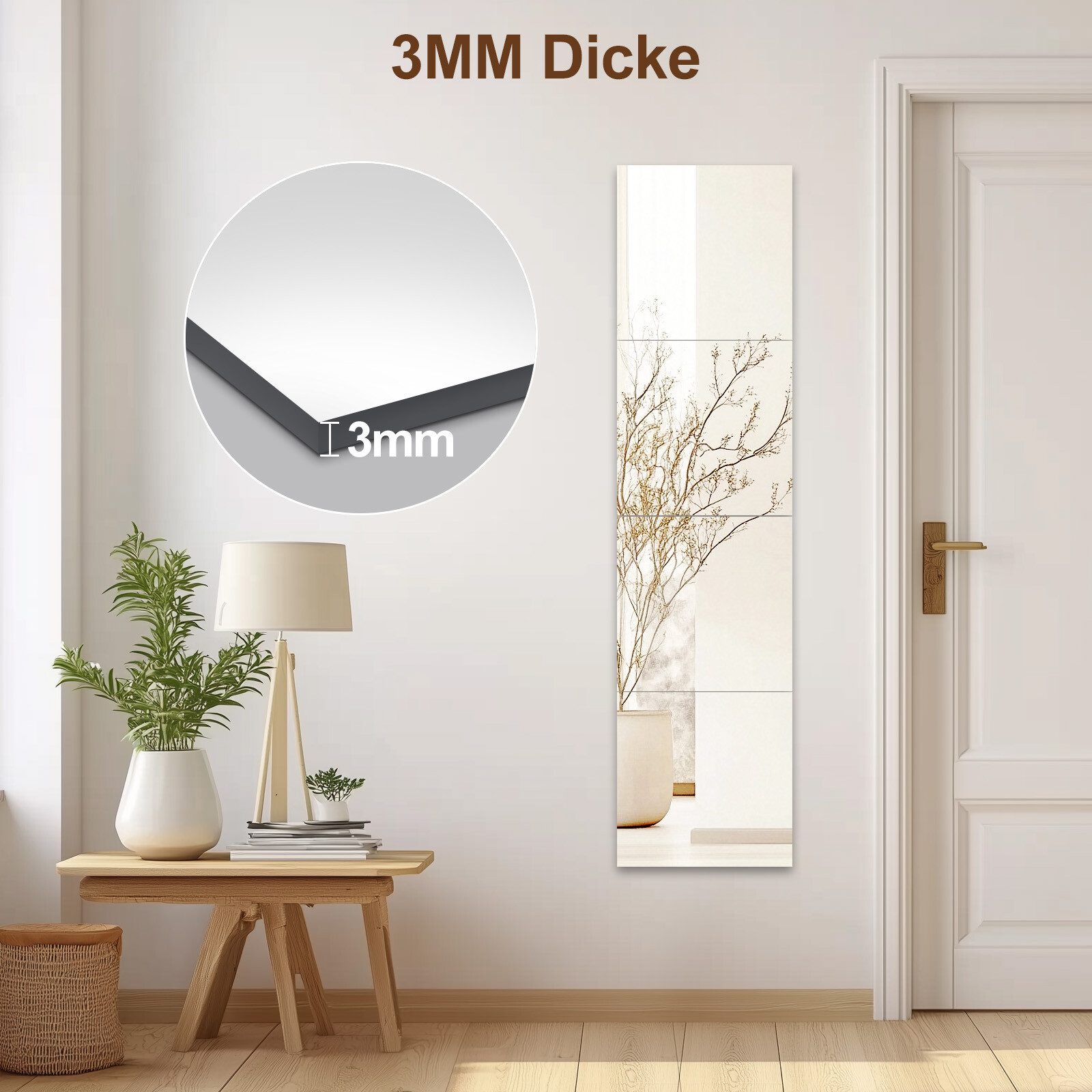 Youyijia Wandsticker Spiegelfliesen Selbstklebender Glasspiegelfliese Wandspiegel – Bild 5 von 5