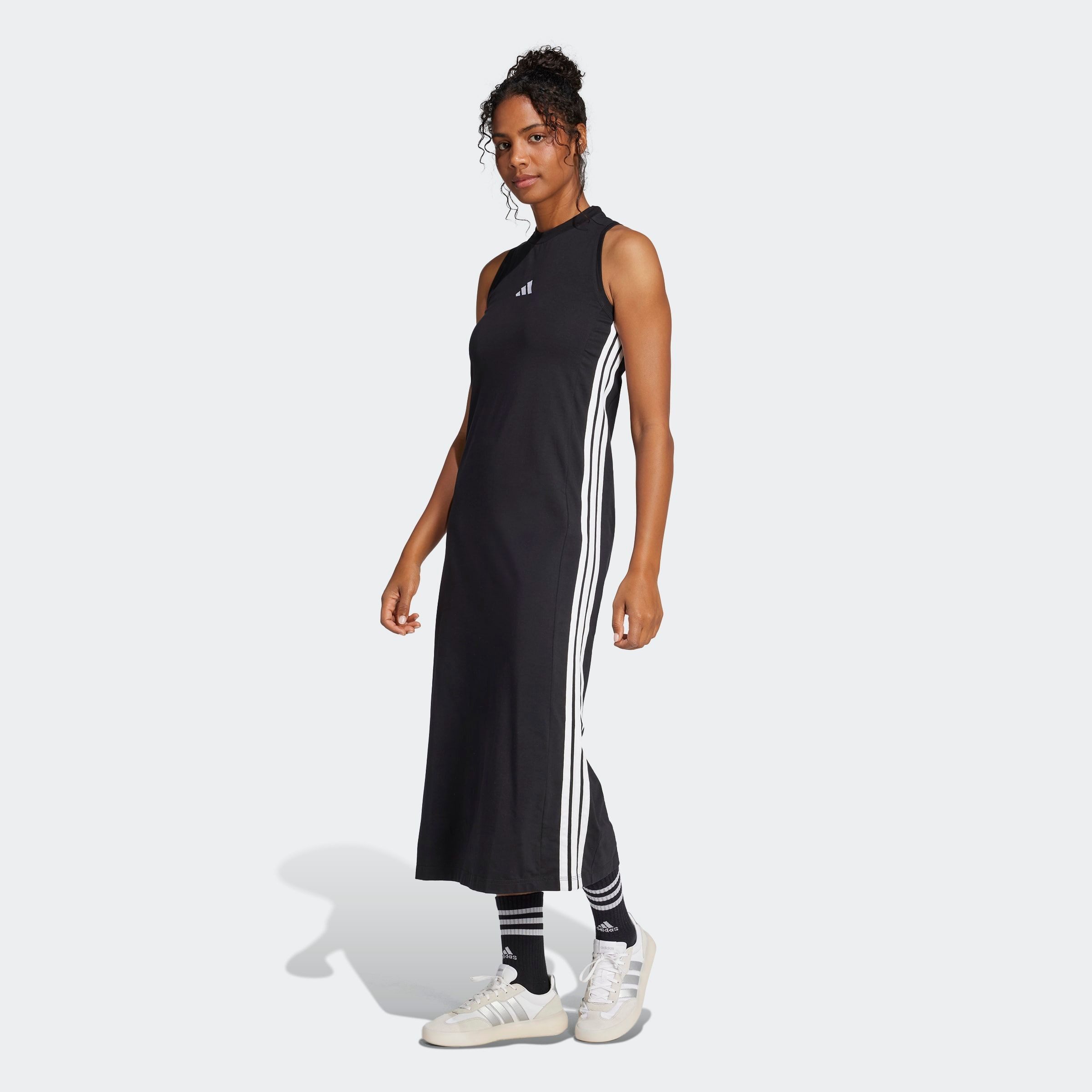 adidas Sportswear Shirtkleid ESSENTIALS 3-STREIFEN LONG RACERBACK ärmelloses Racerback-Design, sportlicher Stil, ohne Verschluss