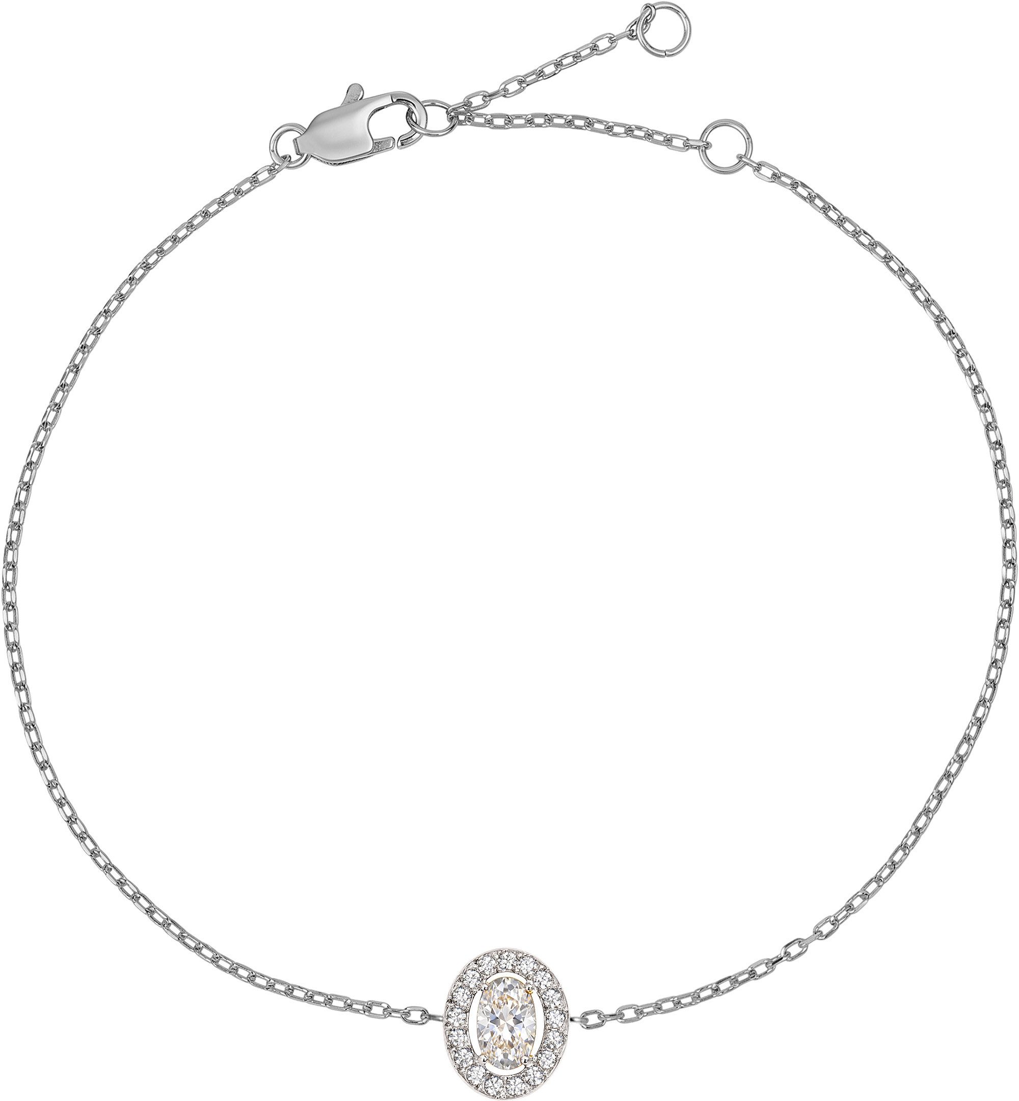 Jacques Lemans Edelstahlarmband Oval, mit Zirkonia (synth)