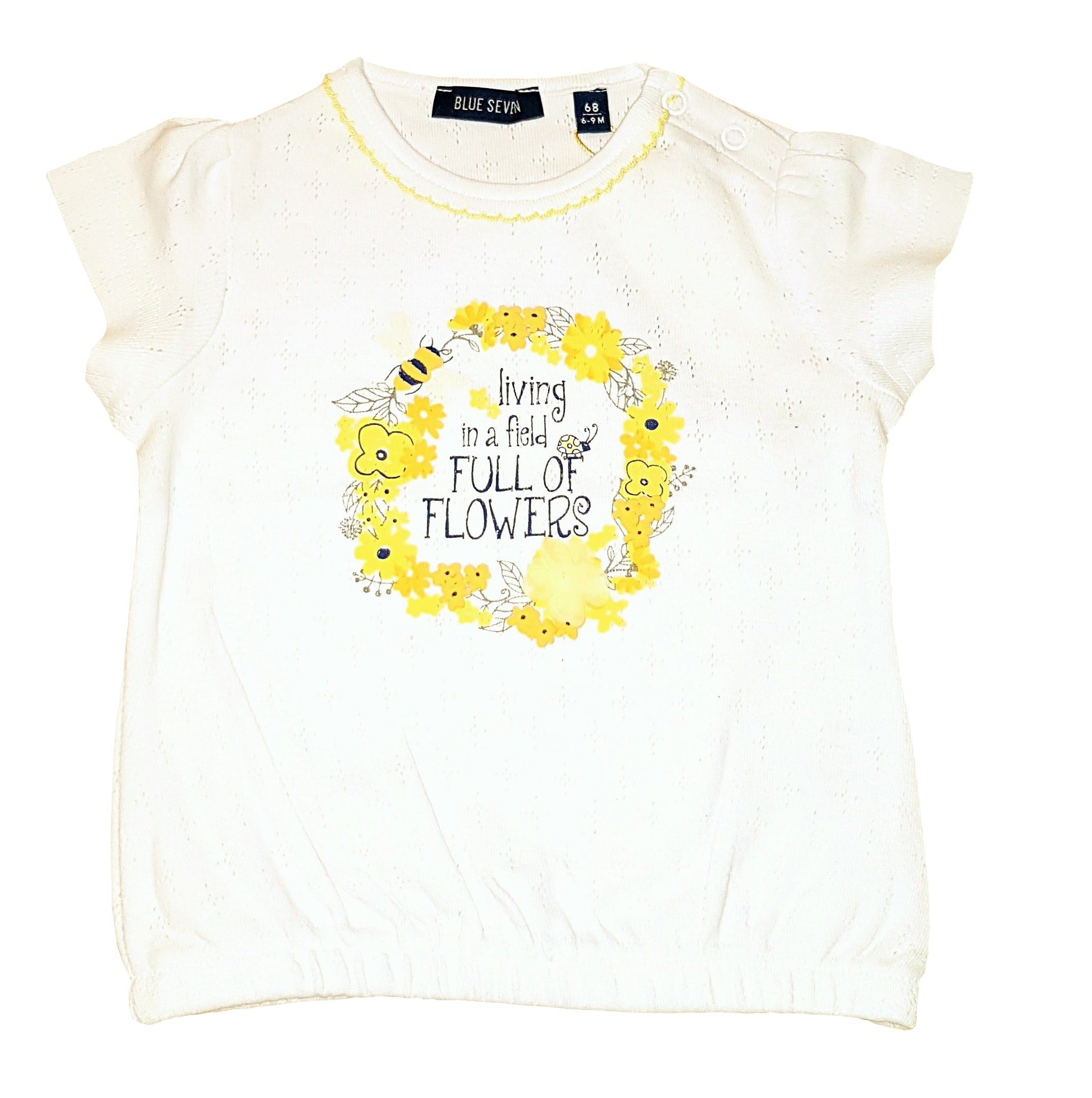 Blue Seven T-Shirt Blue Seven Baby Mädchen T-Shirt kurzarm "Flowers" aus reiner Baumwolle, mit Frontprint