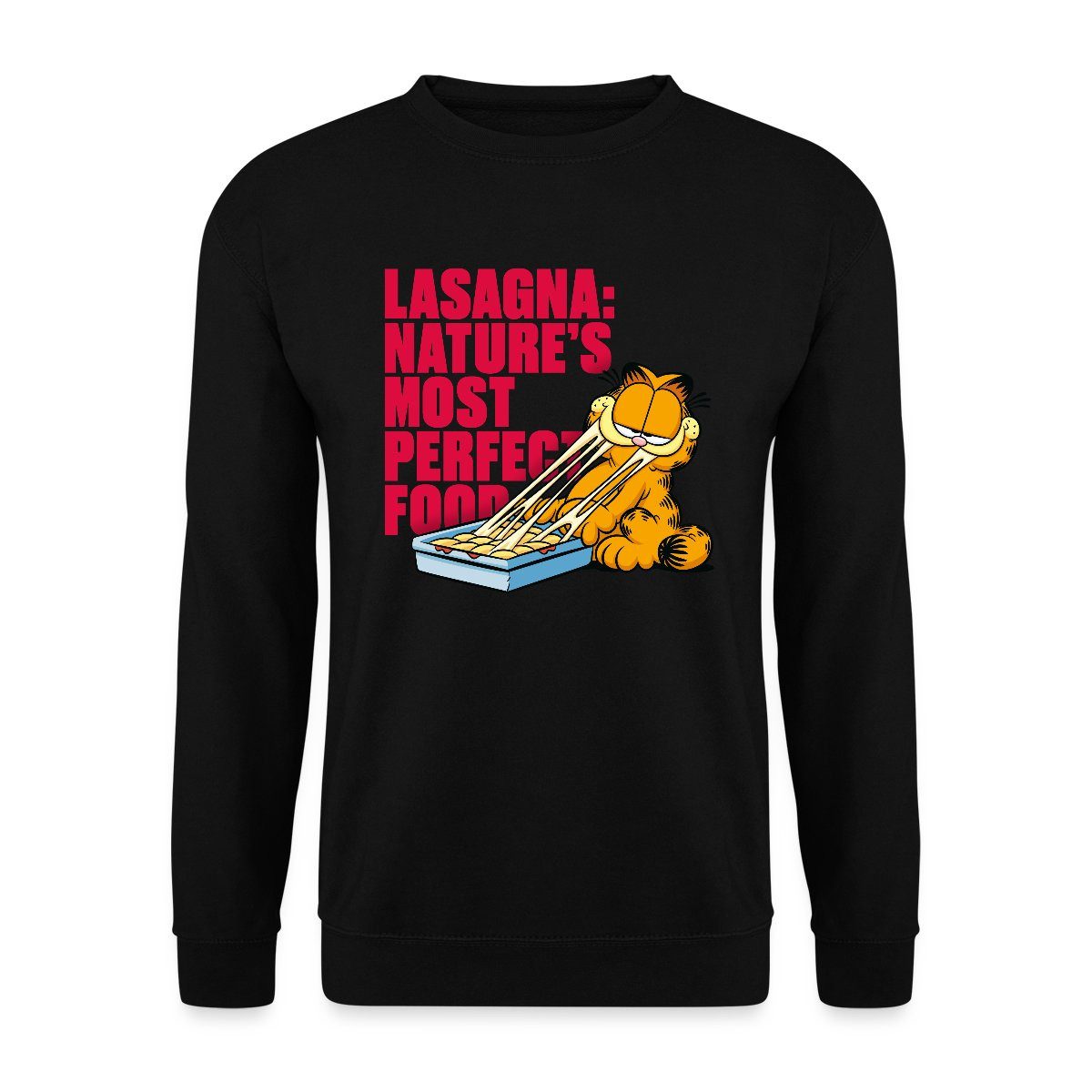 Spreadshirt Sweatshirt Garfield Lasagne Das Perfekte Essen Unisex Pullover (1-tlg)