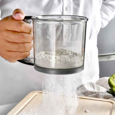 Silberstern Nudelsieb Handgehaltener Mehlsieb aus Kunststoff für den Haushalt, (1-St), Mesh-Küchen-Kochsieb mit manueller Presse, BPA-frei