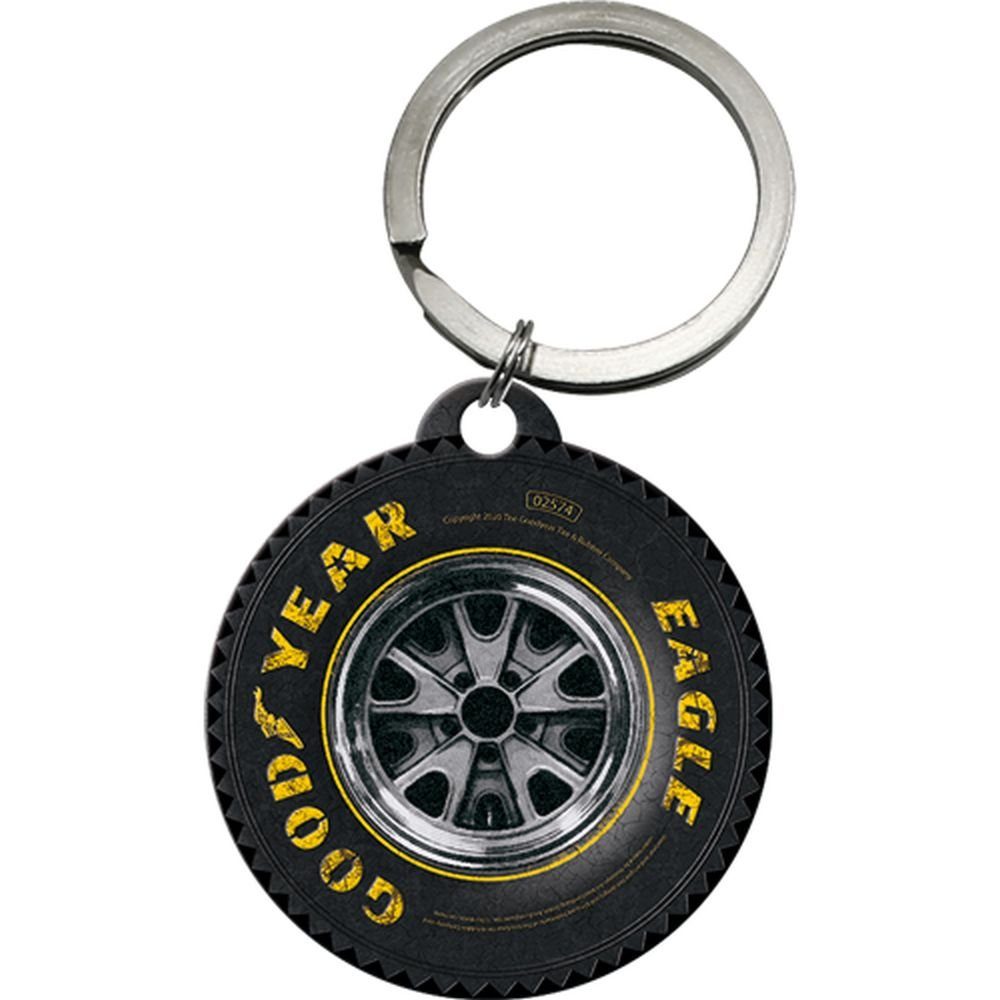 Schlüsselanhänger mit Gravur Edelstahl Schlüsselanhänger Ø 4cm - Goodyear Wheel