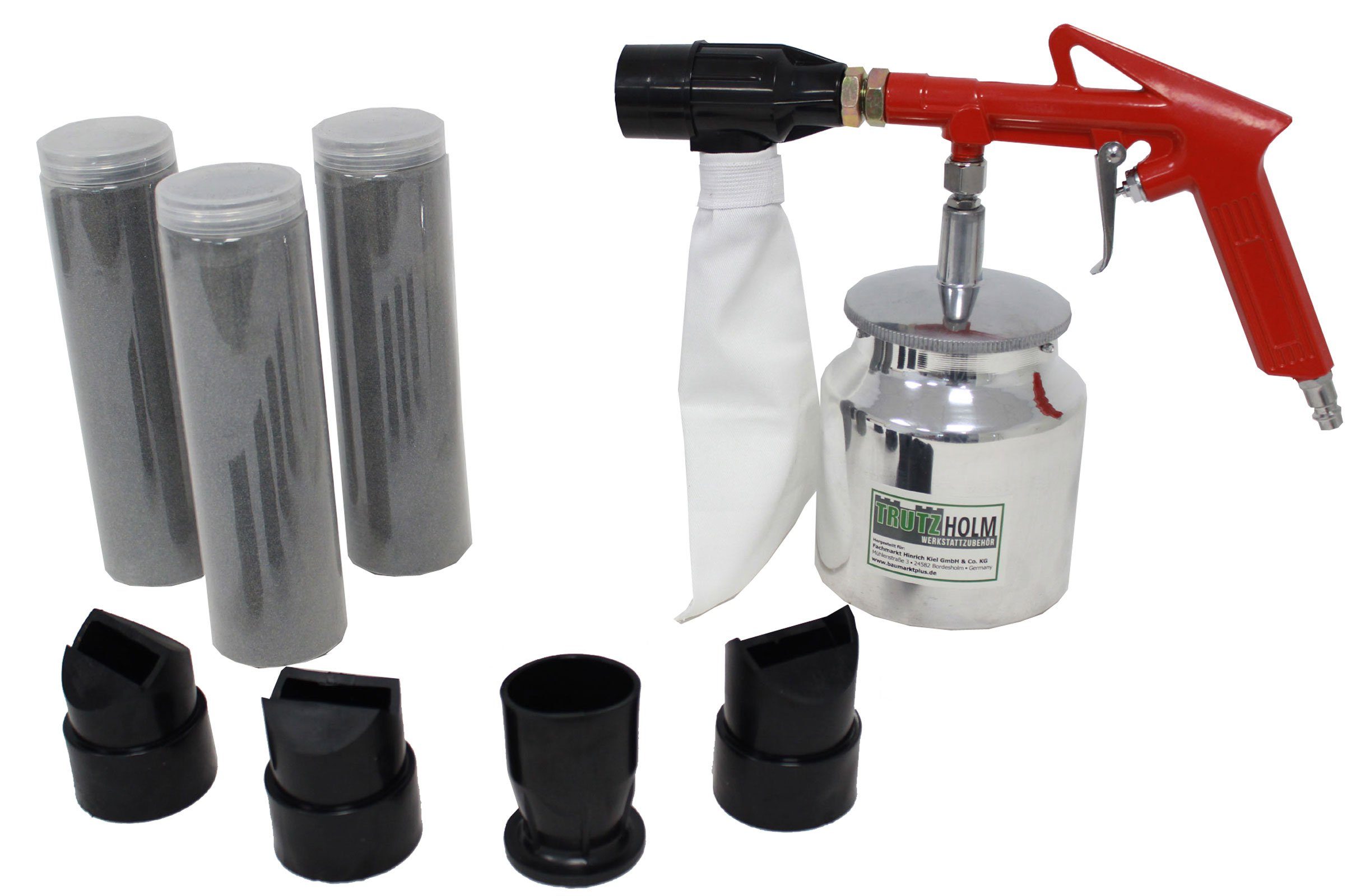 TRUTZHOLM Sandstrahlpistole Sandstrahlpistole für Druckluft 1/4" Anschluss inkl. 2,5kg Strahlsand, Set, 1-tlg., handlich