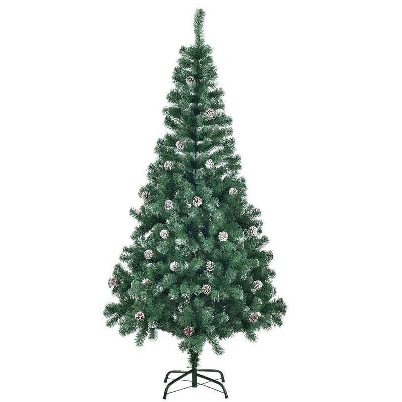 Juskys Künstlicher Weihnachtsbaum »Tannenbaum 180x80 cm (HxB) mit Schnee & Ständer«, Naturgetreues Tannenkleid, einfacher Aufbau, jahrelang verwendbar, pflegeleicht