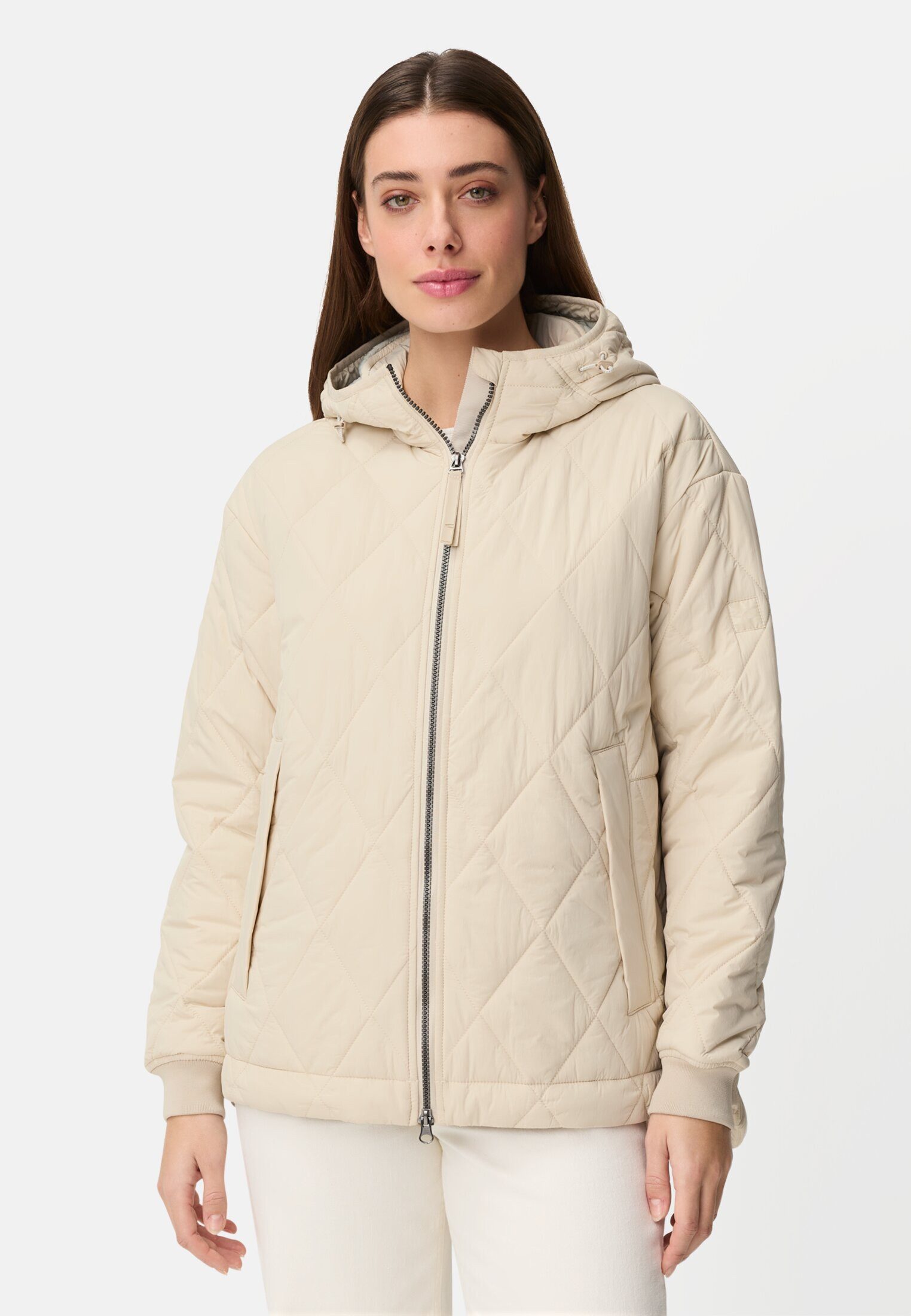camel active Steppjacke mit Kapuze Langarm Kapuze Markenlabel