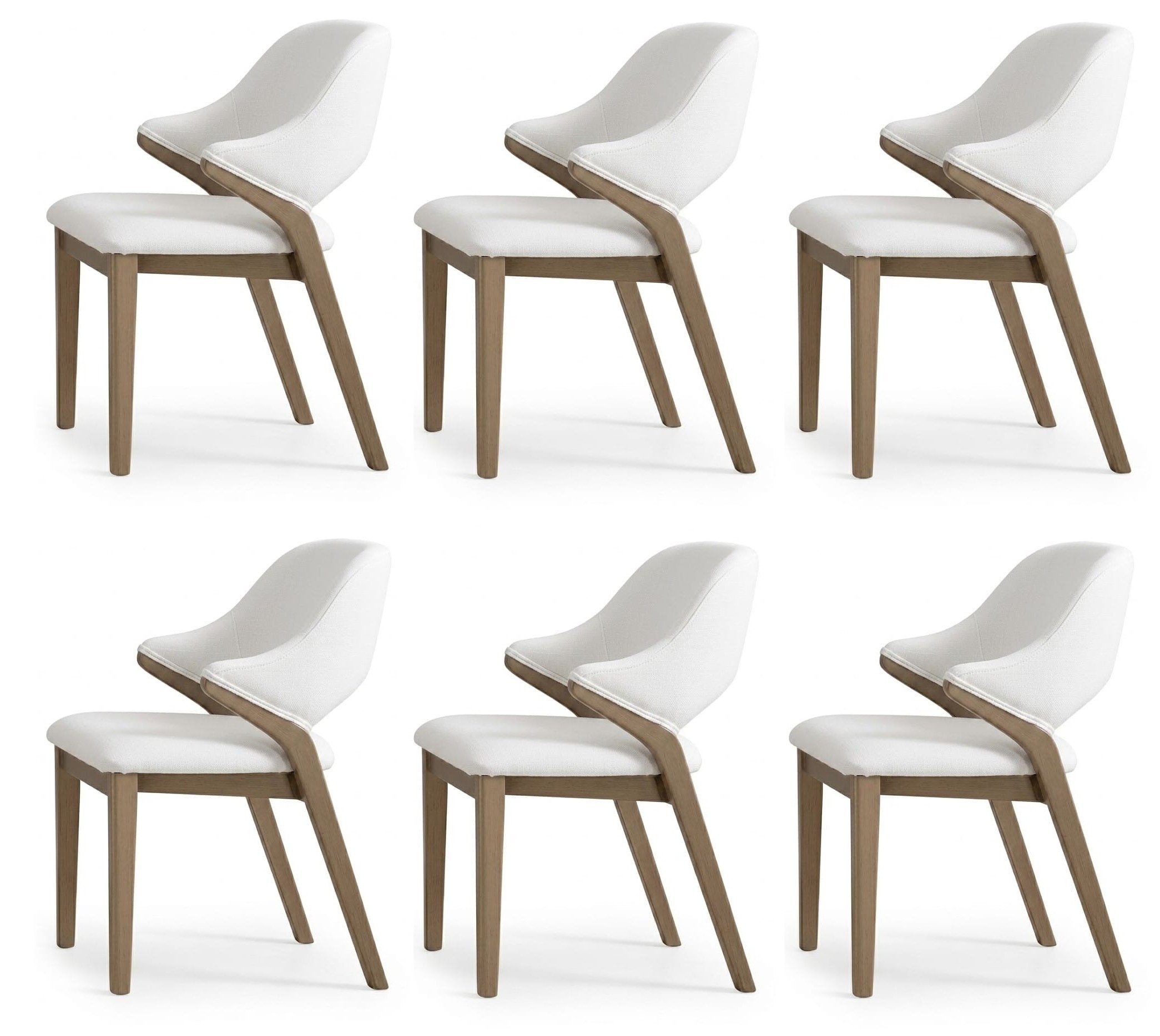 Xlmoebel Sitzgruppe Esszimmerstuhl Set 6x Weiß Holz Textil Gepolstert Modern Komfort, (6-tlg., 6-tlg)
