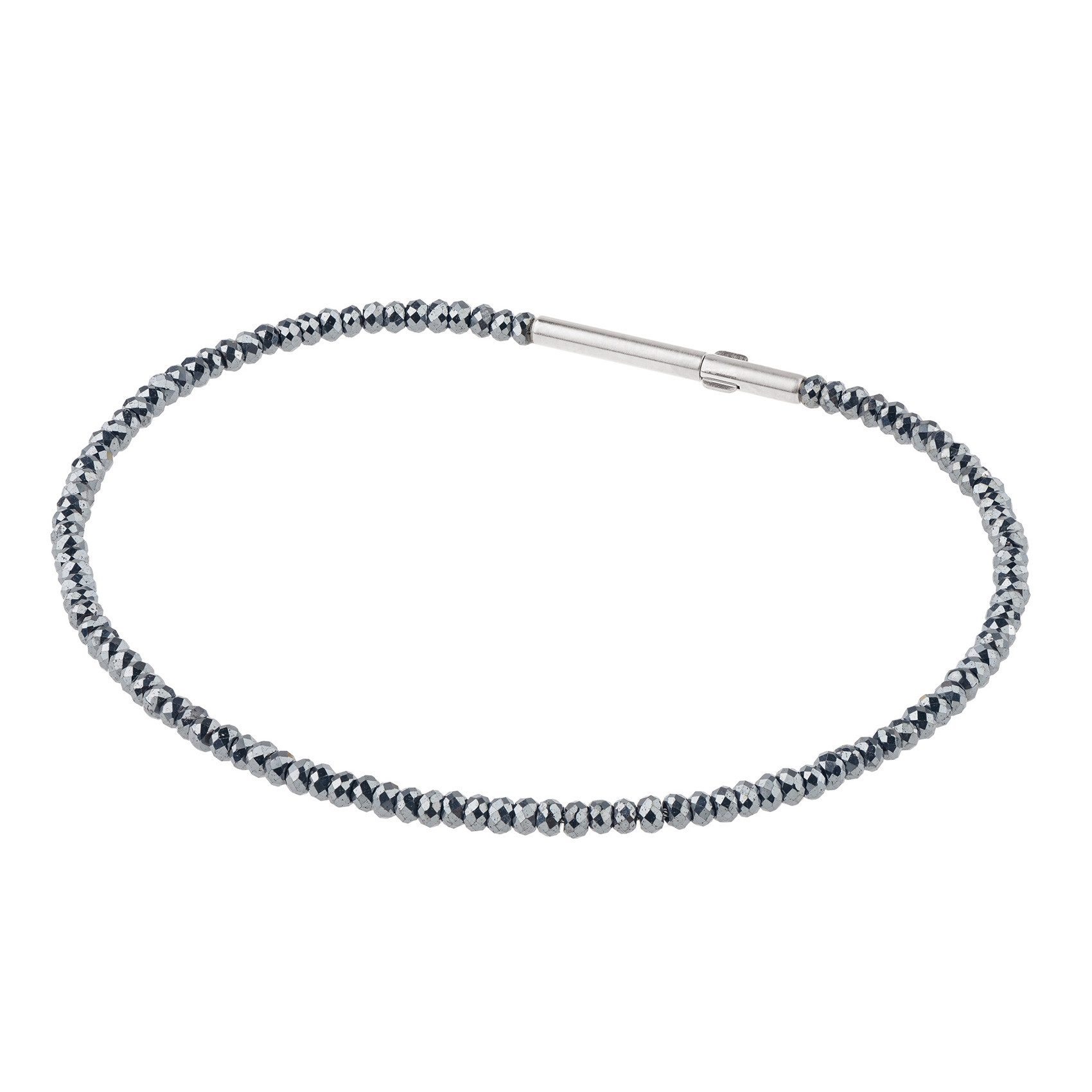 Ernstes Design Armband Edelstahl matt mit facettiertem Hämatit