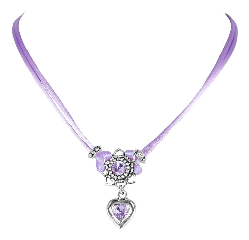 LUISIA® Kette mit Anhänger Chiara mit Herzblüte, Strassherz und Kristallen günstig online kaufen