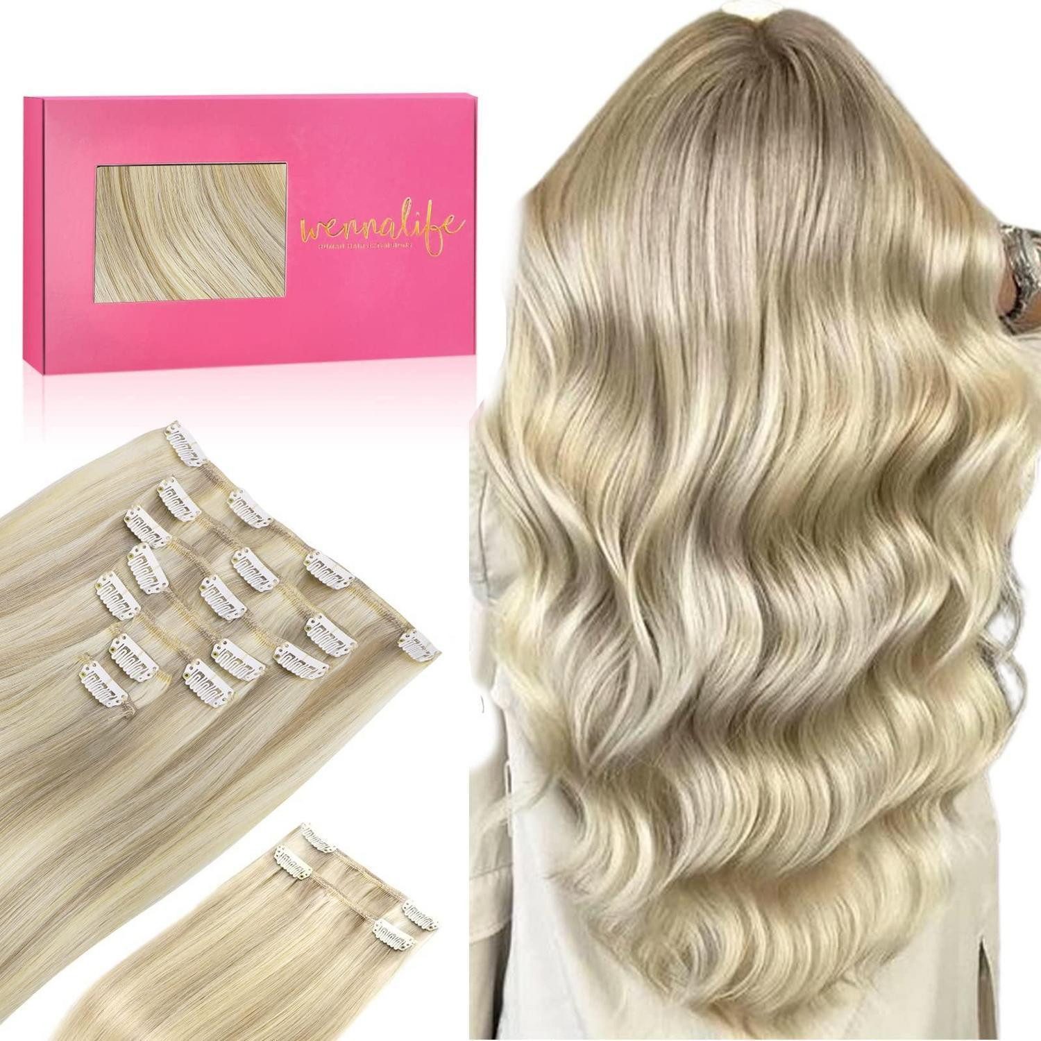 LuxusKollektion Echthaar-Extension Haarverlängerung Clip-in Naturhaar 35cm