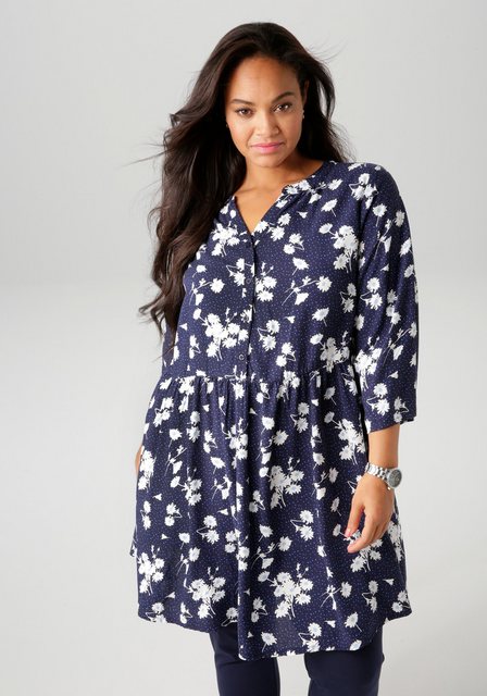 Aniston PLUS Longbluse mit Blumen und kleinen Pünktchen bedruckt - NEUE KOL günstig online kaufen