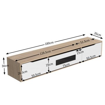 REDOM TV-Schrank Lowboard TV-Board Klapptüren, Hochglanz, mit farbwechselndem LED-Licht